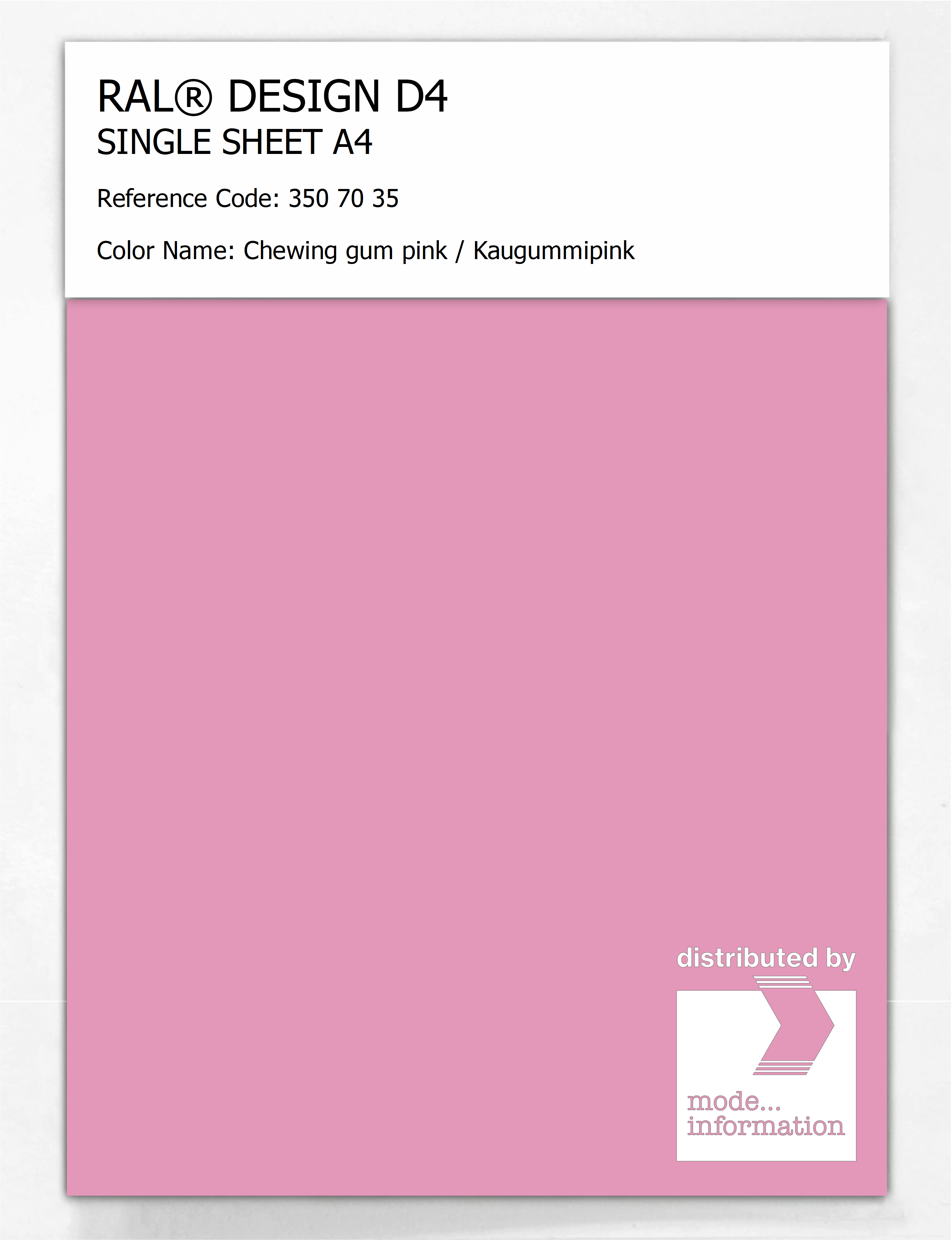Artikelbild 1 des Artikels “RAL® DESIGN D4 SINGLE SHEET A4 350 70 35 Chewing gum pink / Kaugummipink “