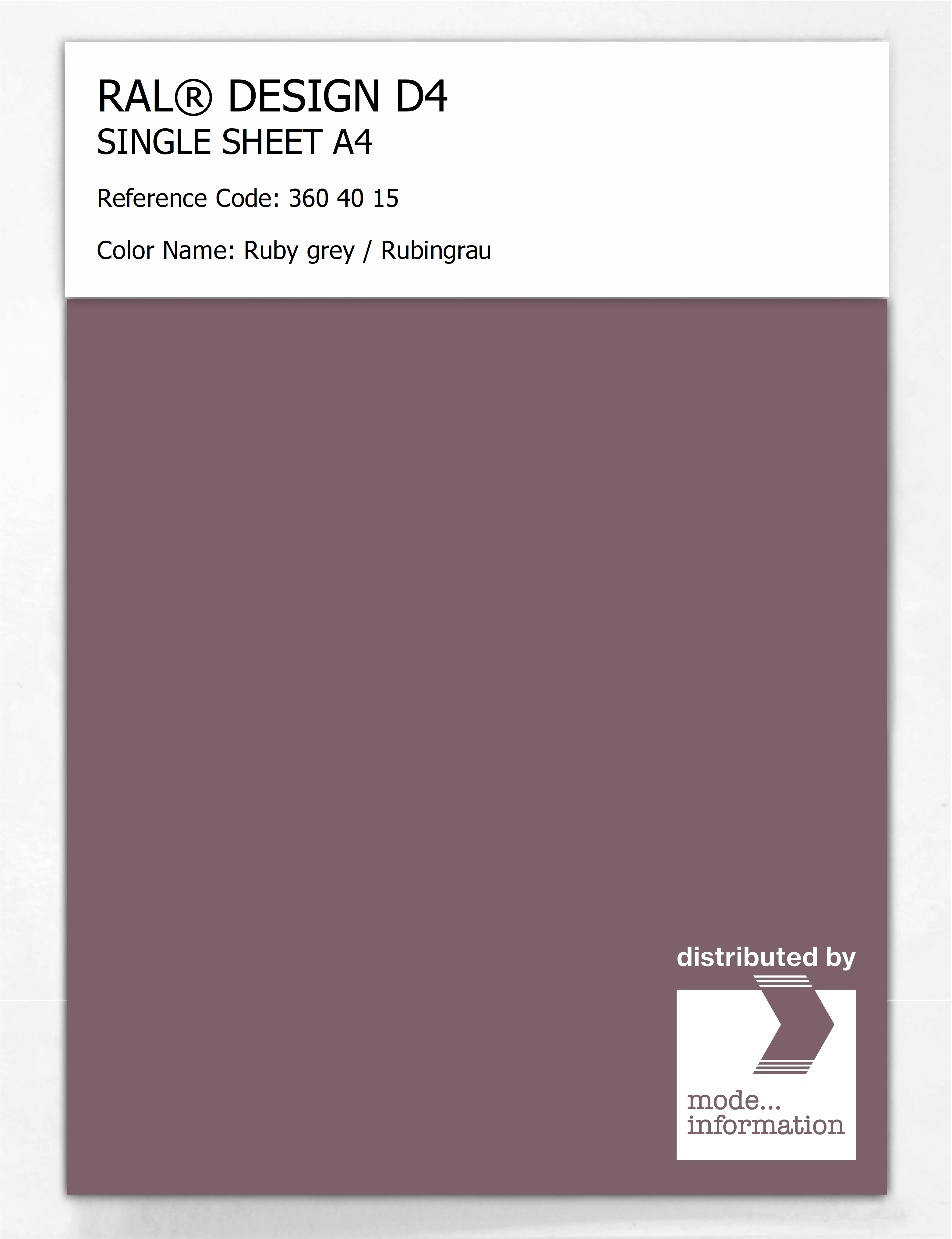 Artikelbild 1 des Artikels “RAL® DESIGN D4 SINGLE SHEET A4 360 40 15 Ruby grey / Rubingrau “