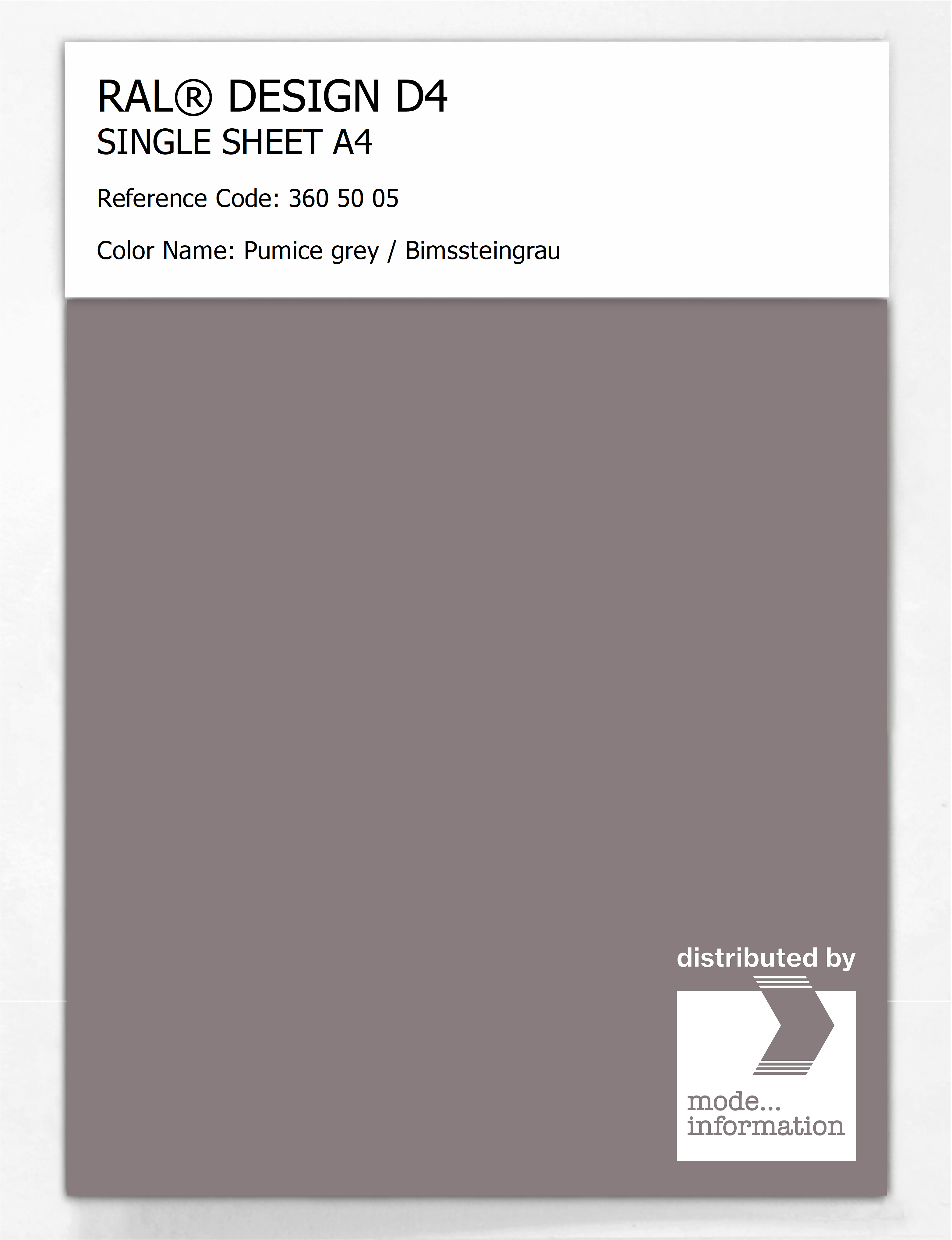 Artikelbild 1 des Artikels “RAL® DESIGN D4 SINGLE SHEET A4 360 50 05 Pumice grey / Bimssteingrau “