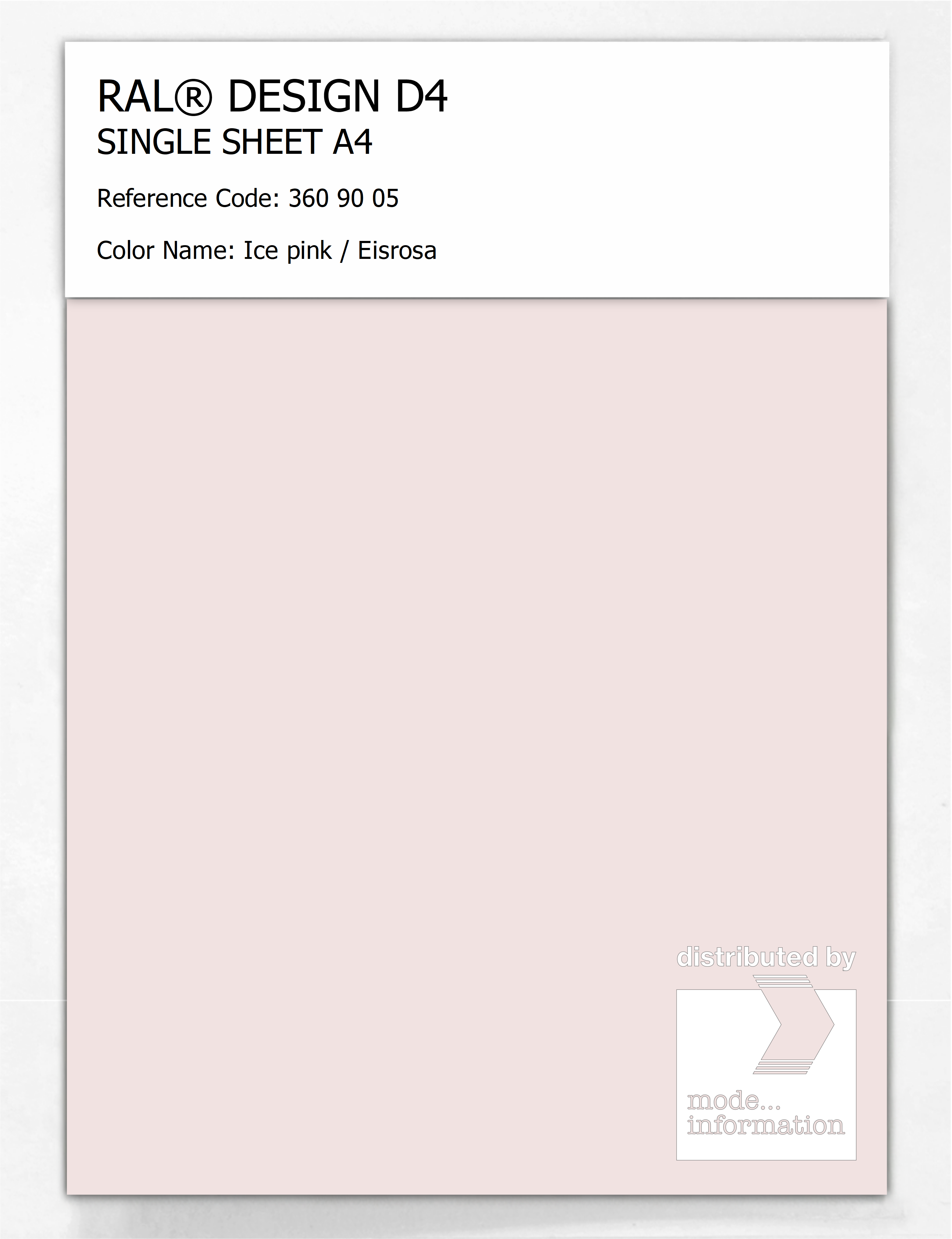 Product image 1 of the product “RAL® DESIGN D4 SINGLE SHEET A4 360 90 05 Ice pink / Eisrosa ”