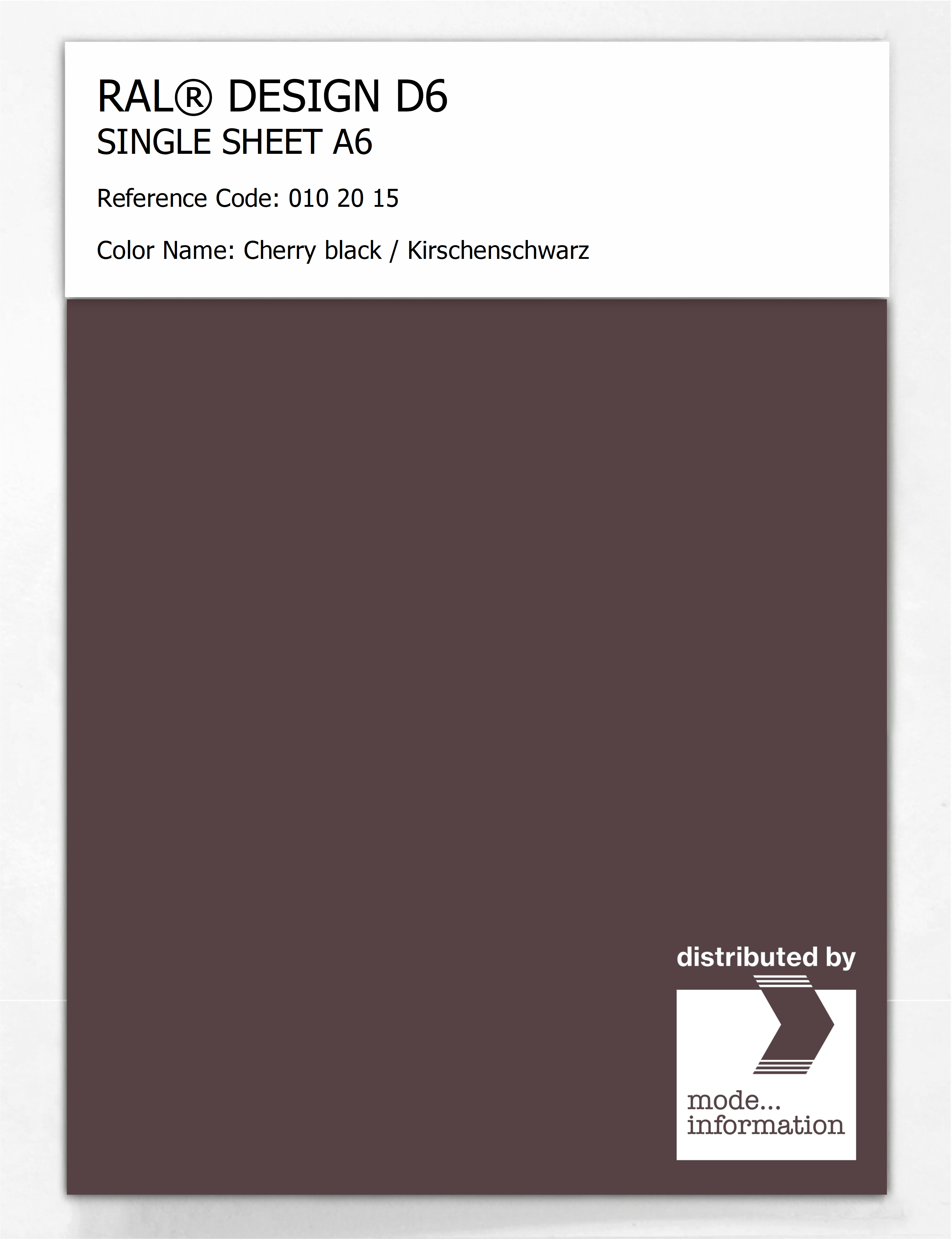 Artikelbild 1 des Artikels “RAL® DESIGN D6 SINGLE SHEET A6 010 20 15 Cherry black / Kirschenschwarz “