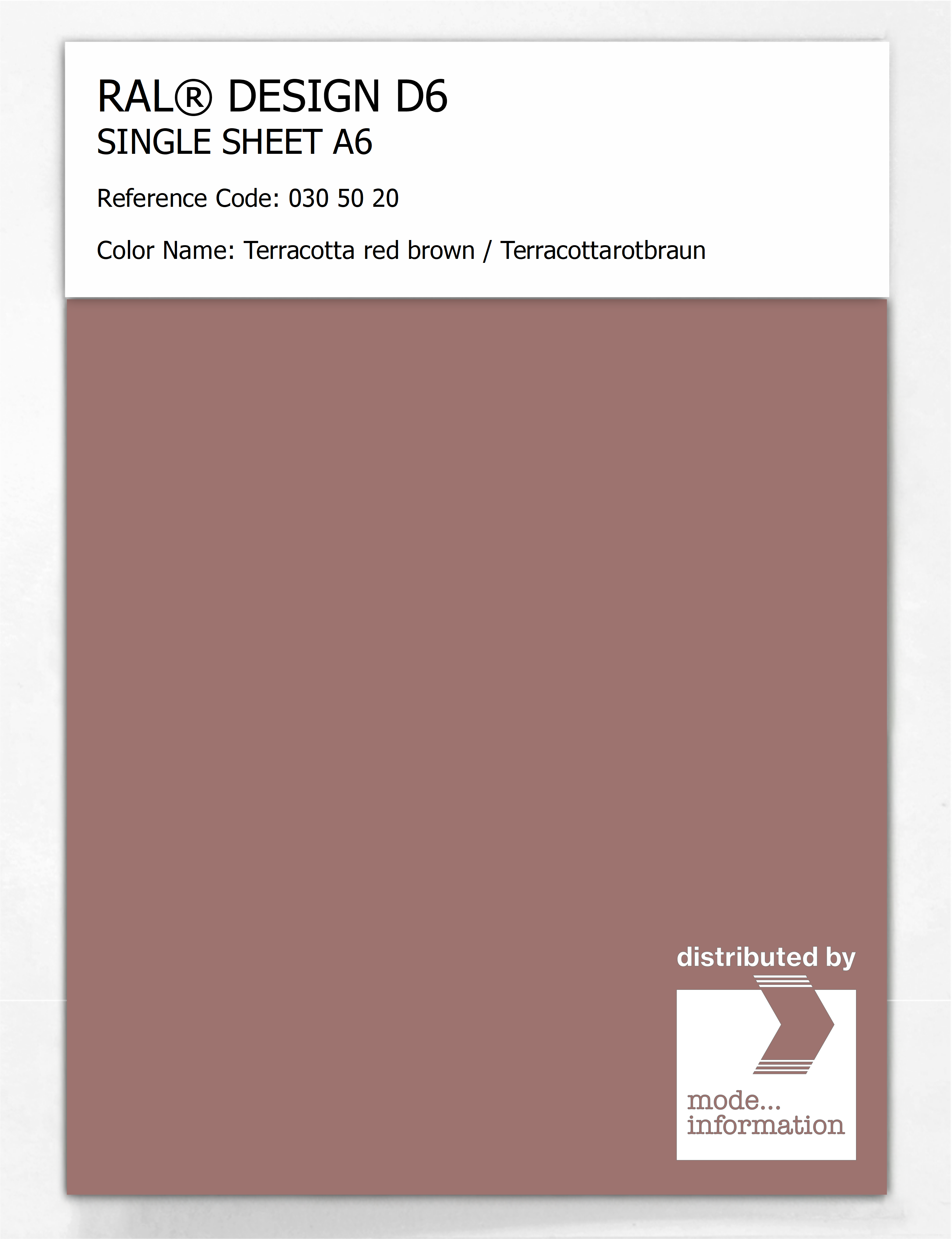 Artikelbild 1 des Artikels “RAL® DESIGN D6 SINGLE SHEET A6 030 50 20 Terracotta red brown / Terracottarotbraun “