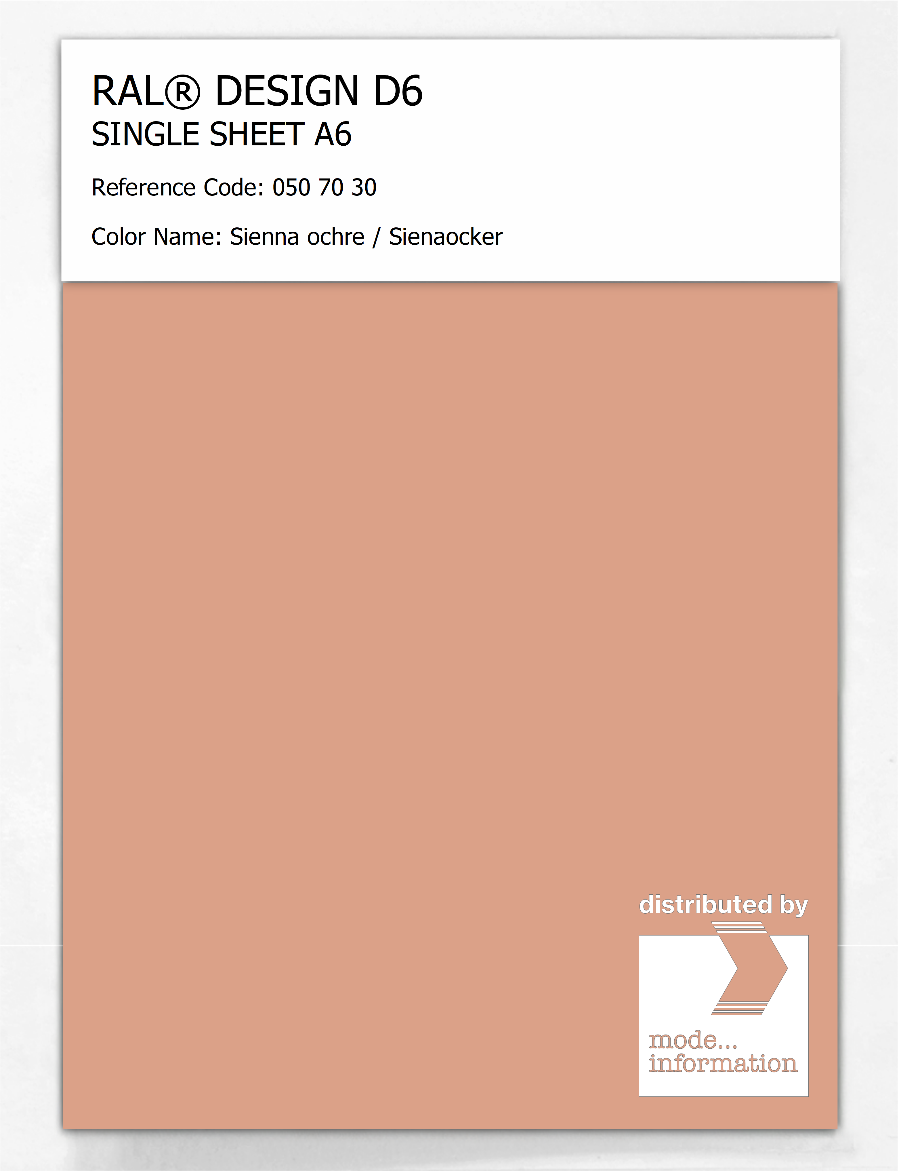 Artikelbild 1 des Artikels “RAL® DESIGN D6 SINGLE SHEET A6 050 70 30 Sienna ochre / Sienaocker “