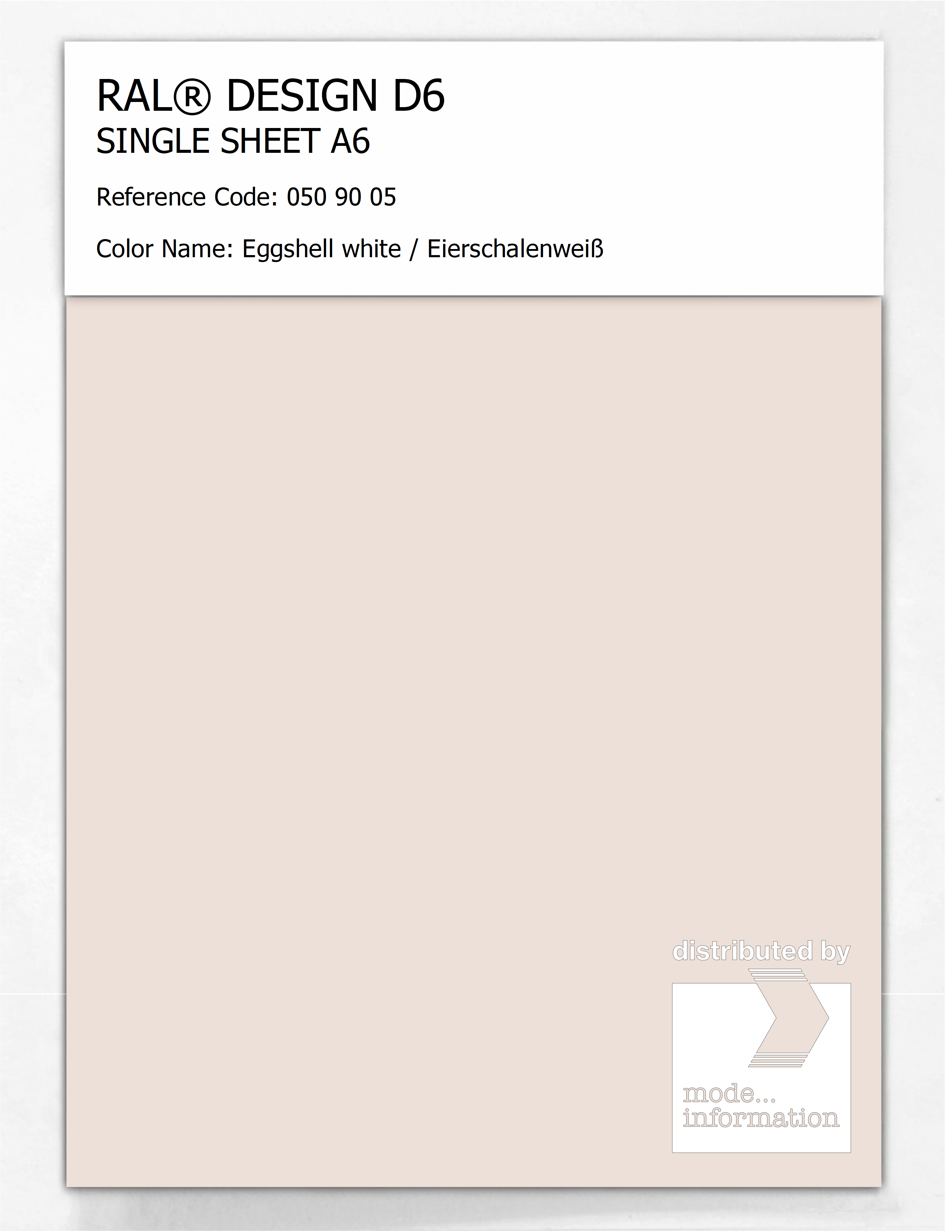 Artikelbild 1 des Artikels “RAL® DESIGN D6 SINGLE SHEET A6 050 90 05 Eggshell white / Eierschalenweiß “