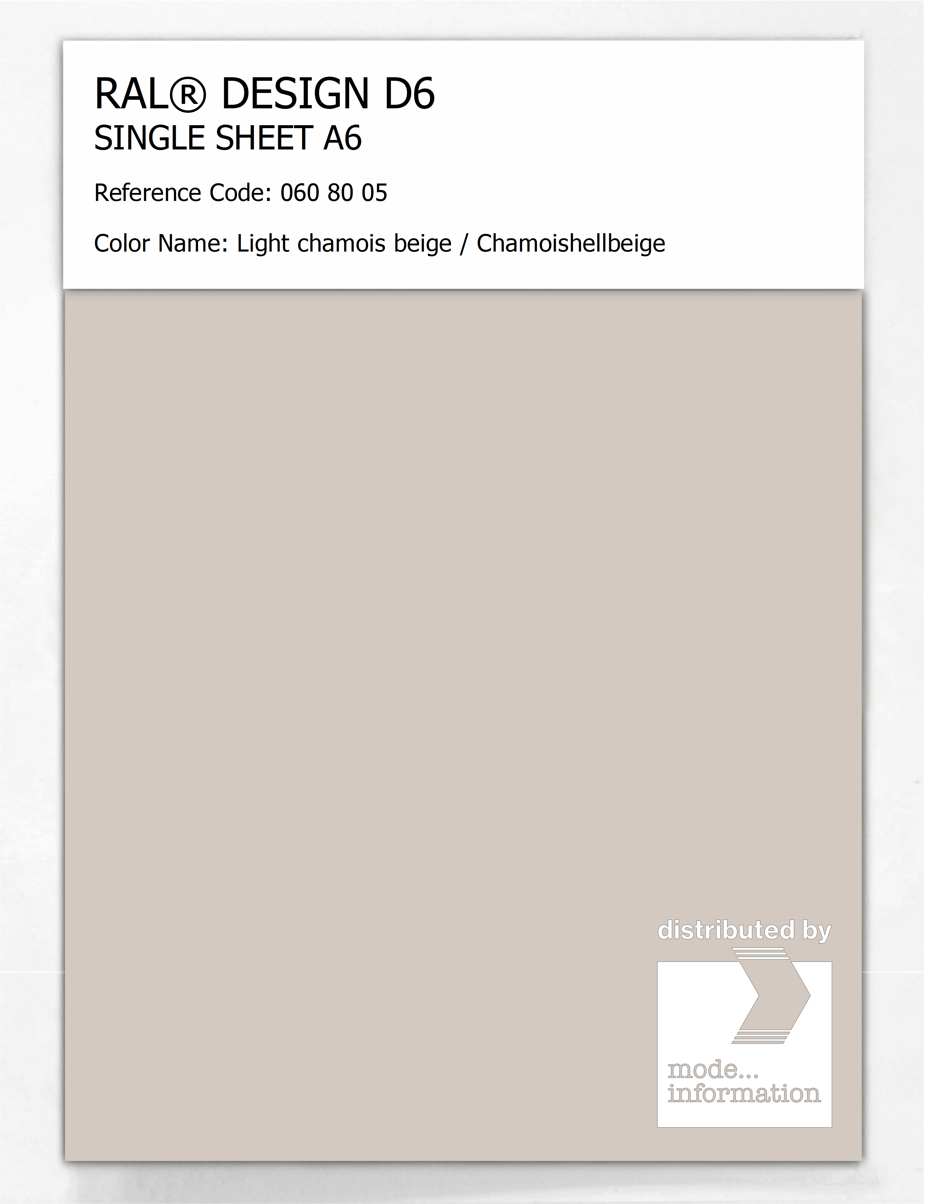 Artikelbild 1 des Artikels “RAL® DESIGN D6 SINGLE SHEET A6 060 80 05 Light chamois beige / Chamoishellbeige “