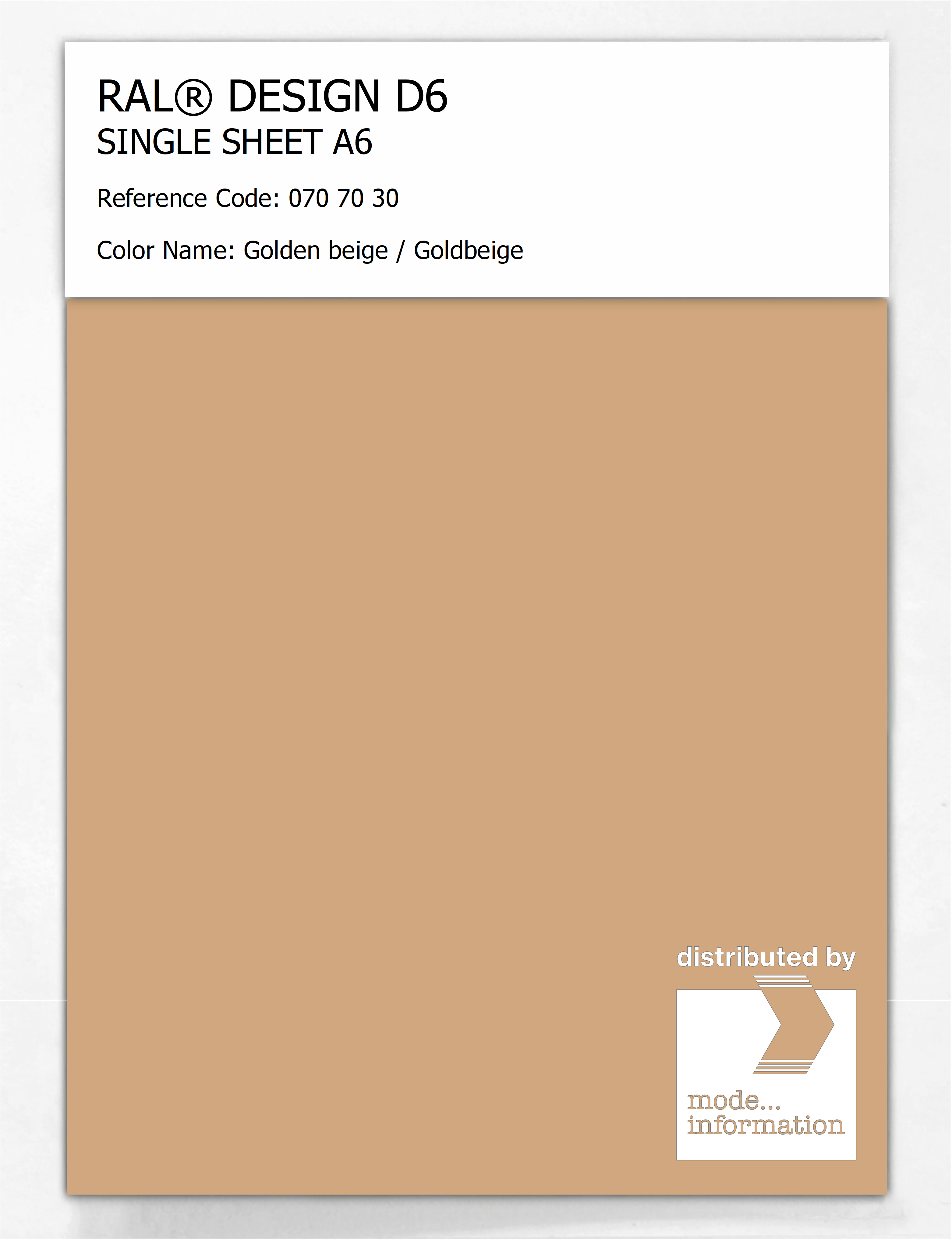 Artikelbild 1 des Artikels “RAL® DESIGN D6 SINGLE SHEET A6 070 70 30 Golden beige / Goldbeige “