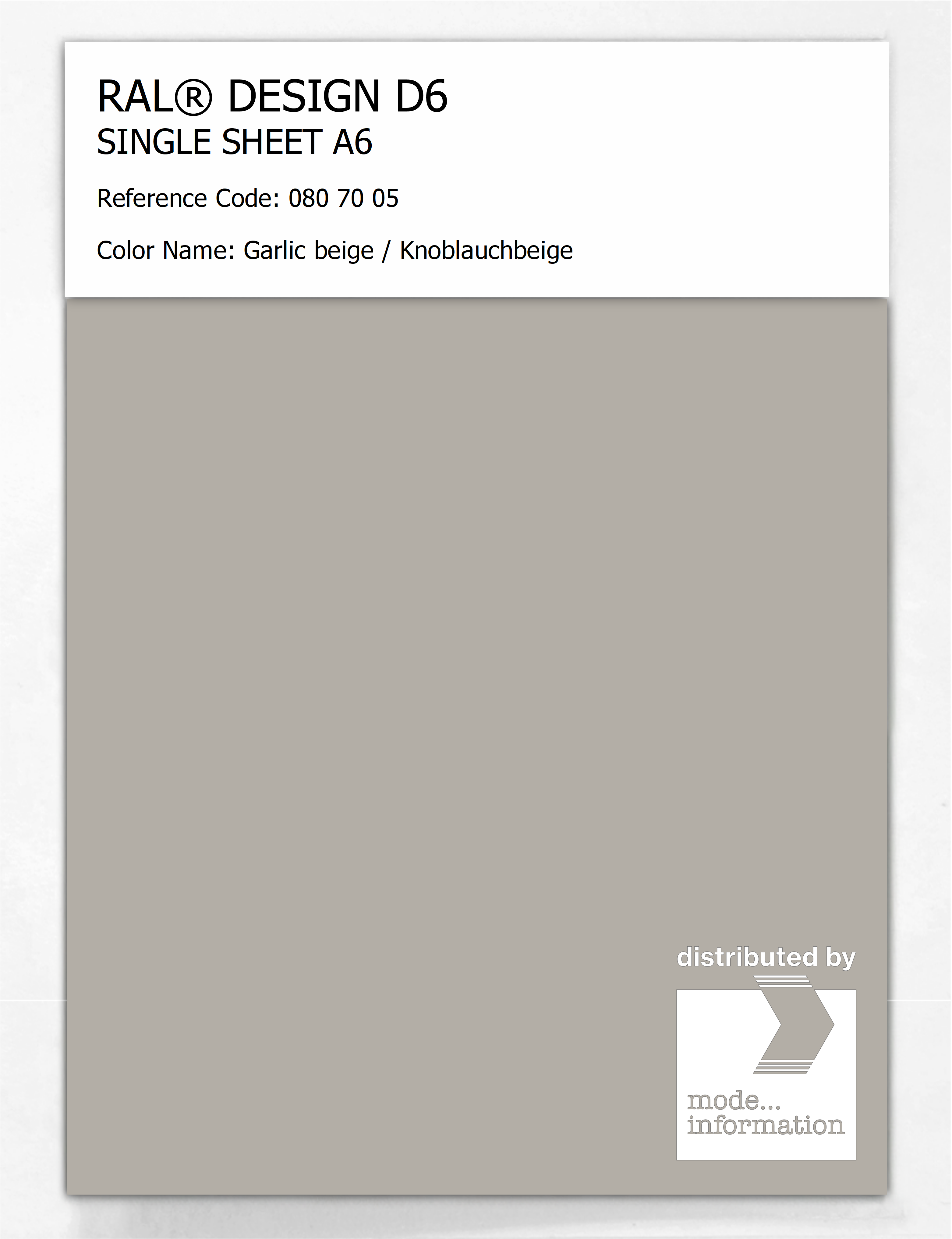 Artikelbild 1 des Artikels “RAL® DESIGN D6 SINGLE SHEET A6 080 70 05 Garlic beige / Knoblauchbeige “
