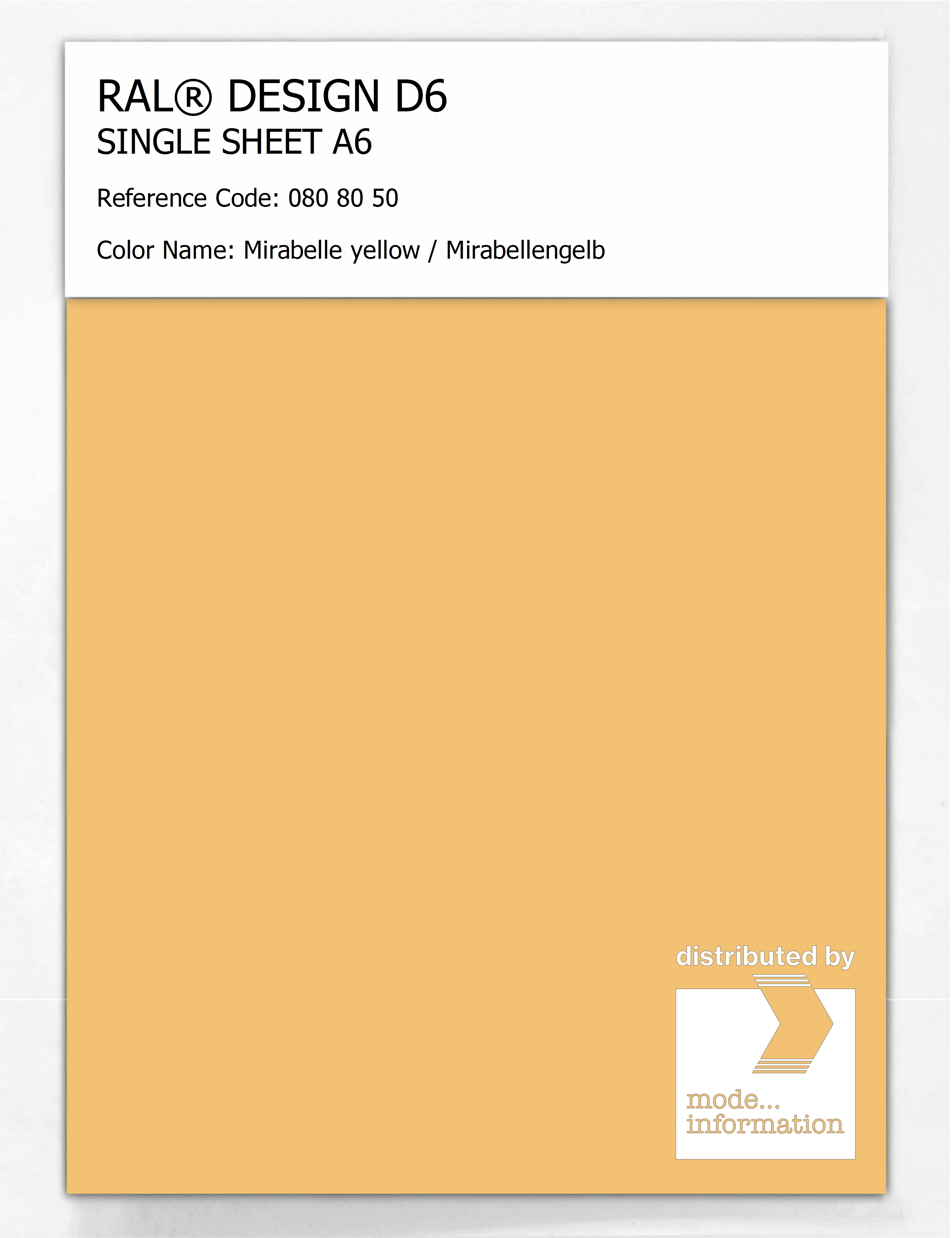 Artikelbild 1 des Artikels “RAL® DESIGN D6 SINGLE SHEET A6 080 80 50 Mirabelle yellow / Mirabellengelb “