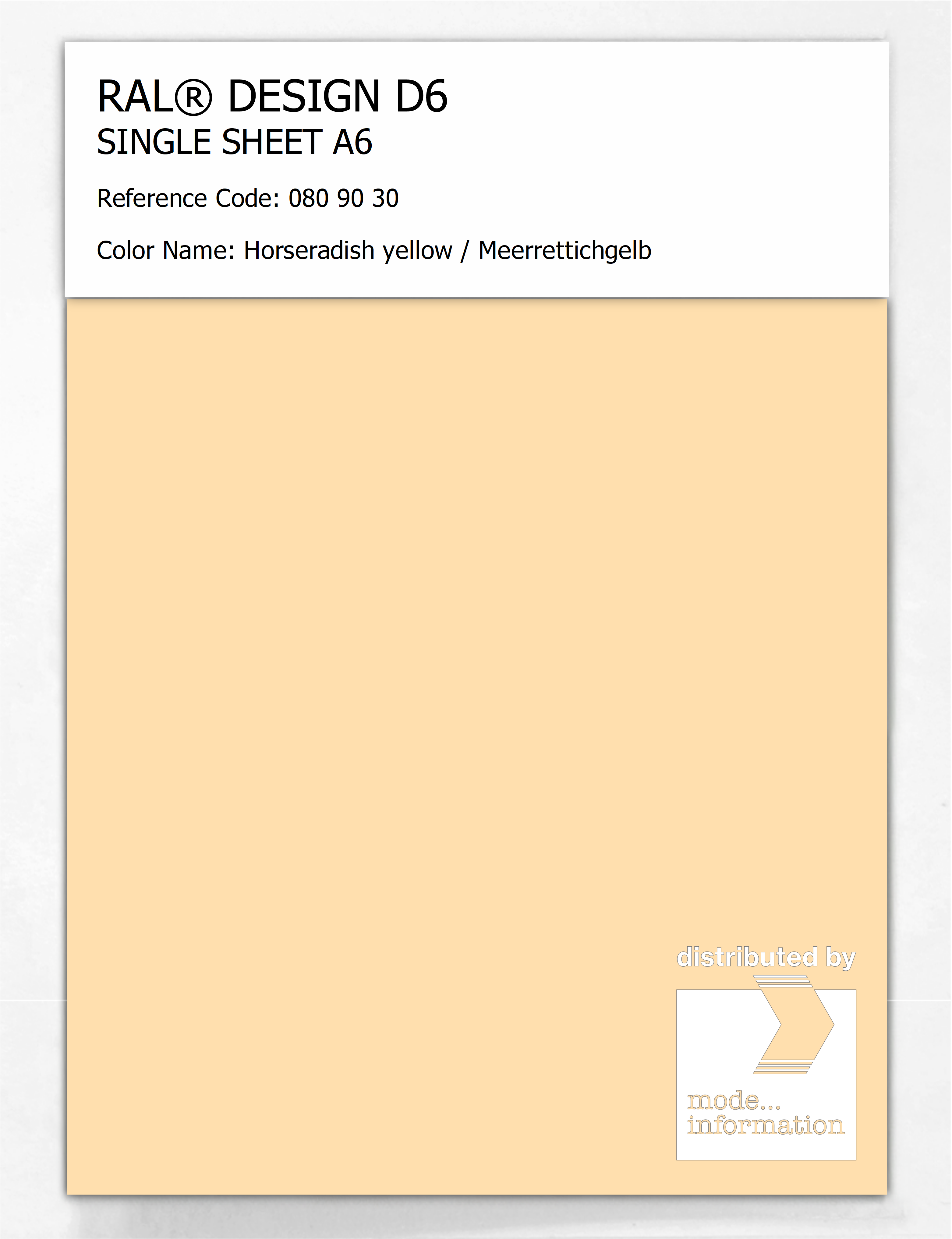 Artikelbild 1 des Artikels “RAL® DESIGN D6 SINGLE SHEET A6 080 90 30 Horseradish yellow / Meerrettichgelb “