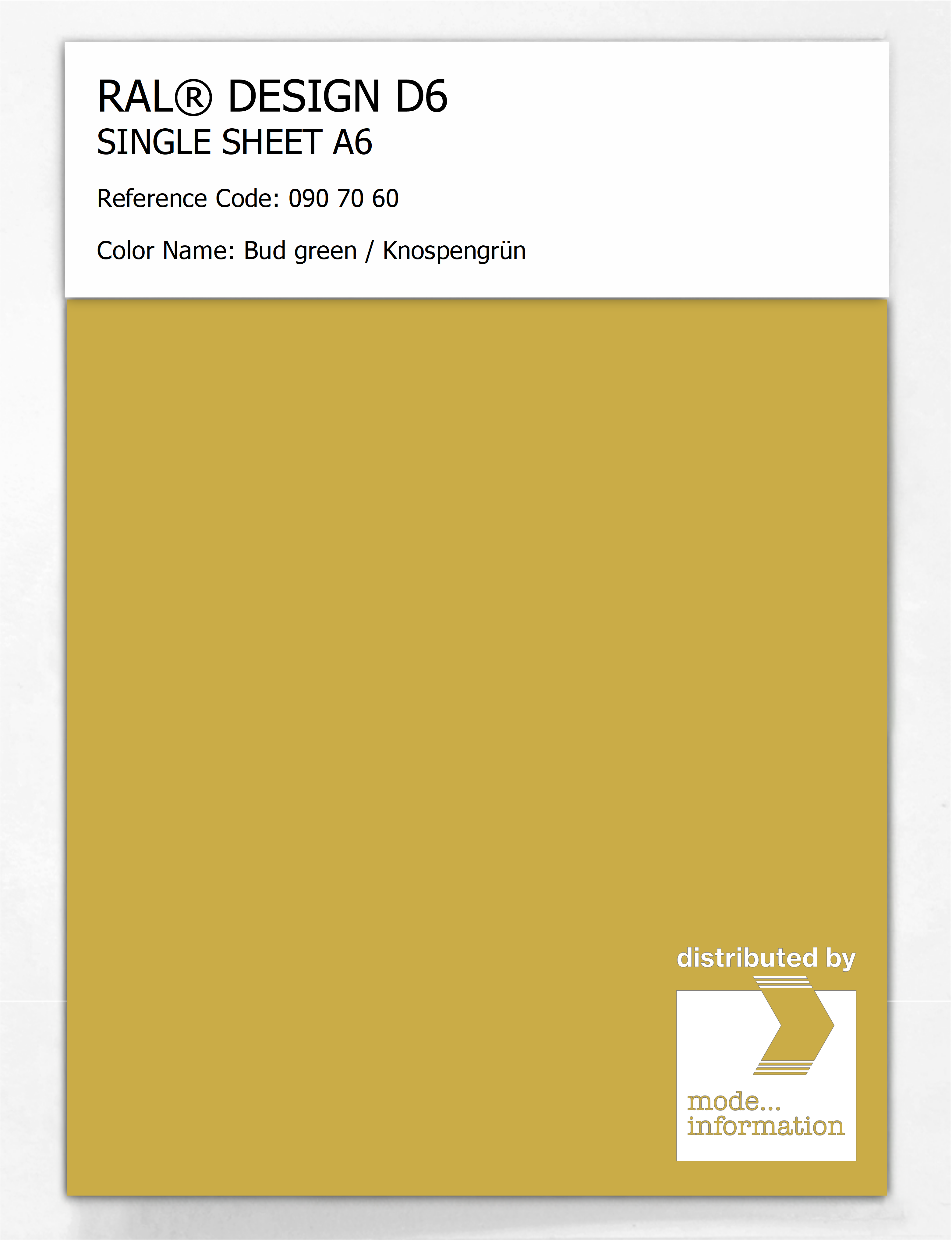 Product image 1 of the product “RAL® DESIGN D6 SINGLE SHEET A6 090 70 60 Bud green / Knospengrün ”