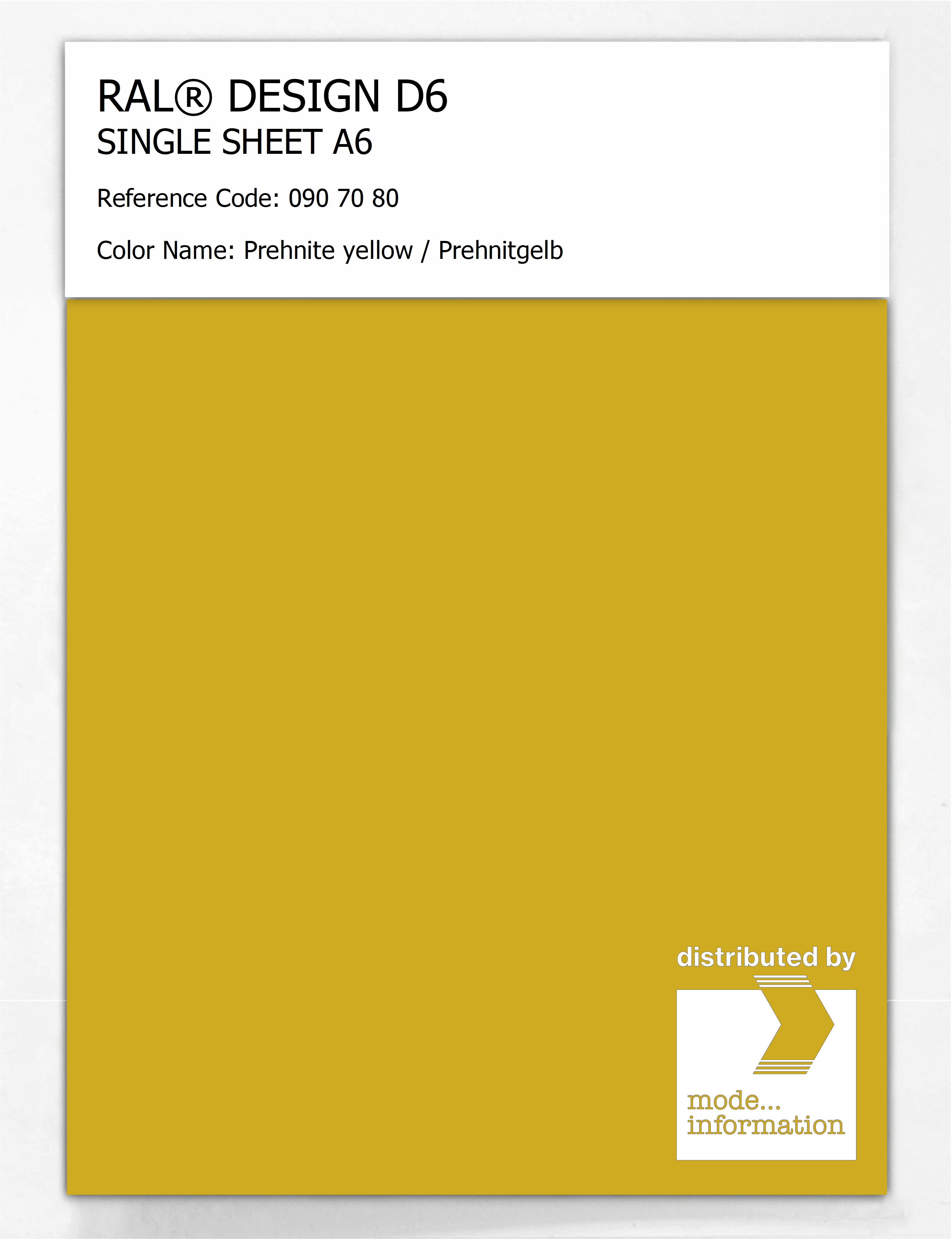 Artikelbild 1 des Artikels “RAL® DESIGN D6 SINGLE SHEET A6 090 70 80 Prehnite yellow / Prehnitgelb “