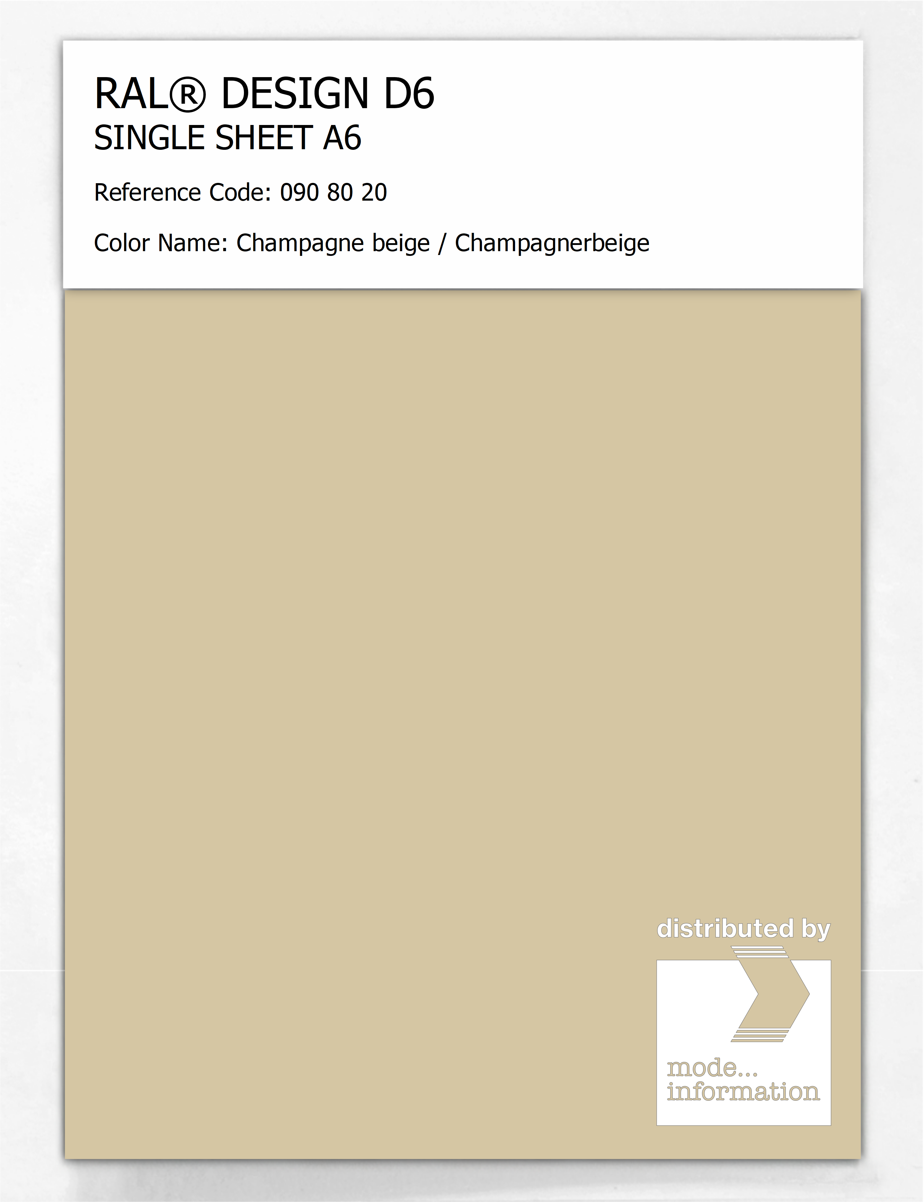 Artikelbild 1 des Artikels “RAL® DESIGN D6 SINGLE SHEET A6 090 80 20 Champagne beige / Champagnerbeige “