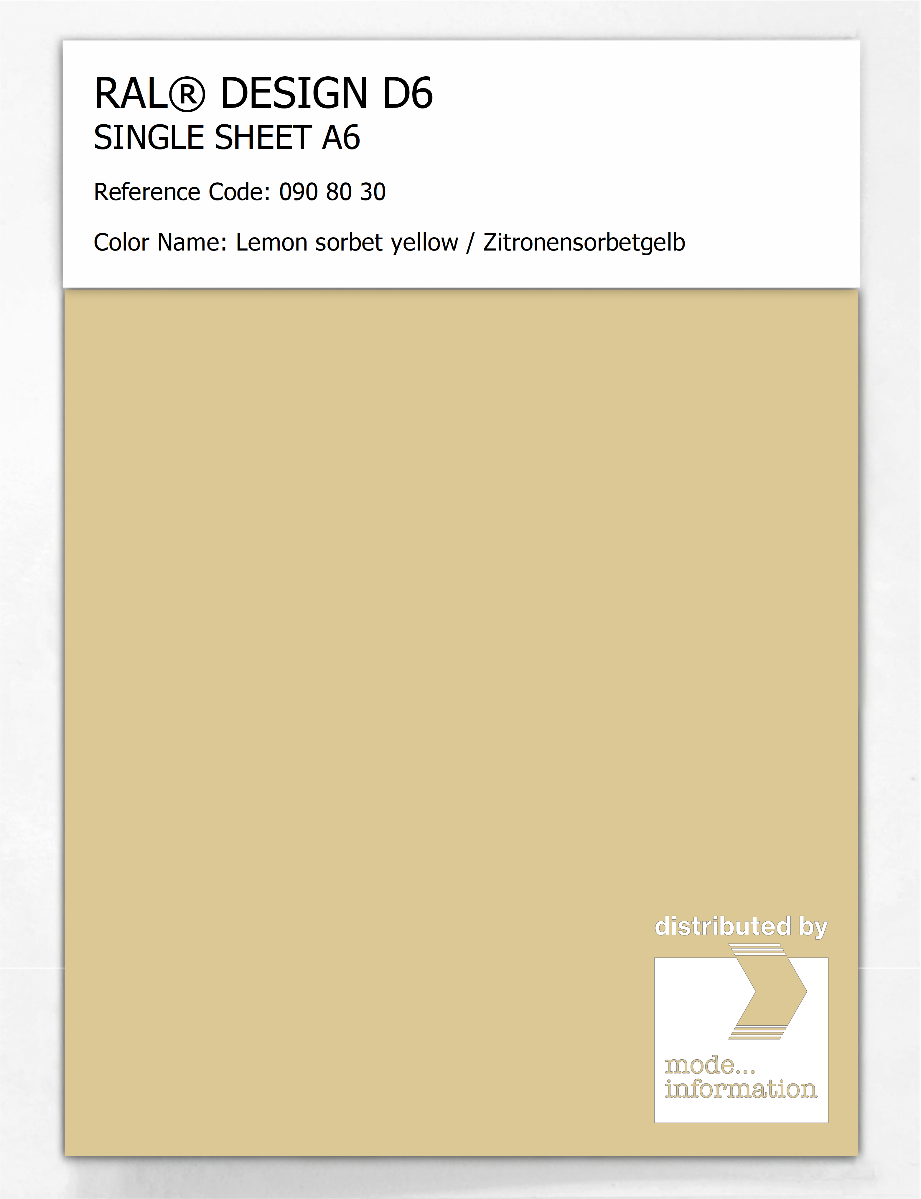 Artikelbild 1 des Artikels “RAL® DESIGN D6 SINGLE SHEET A6 090 80 30 Lemon sorbet yellow / Zitronensorbetgelb “