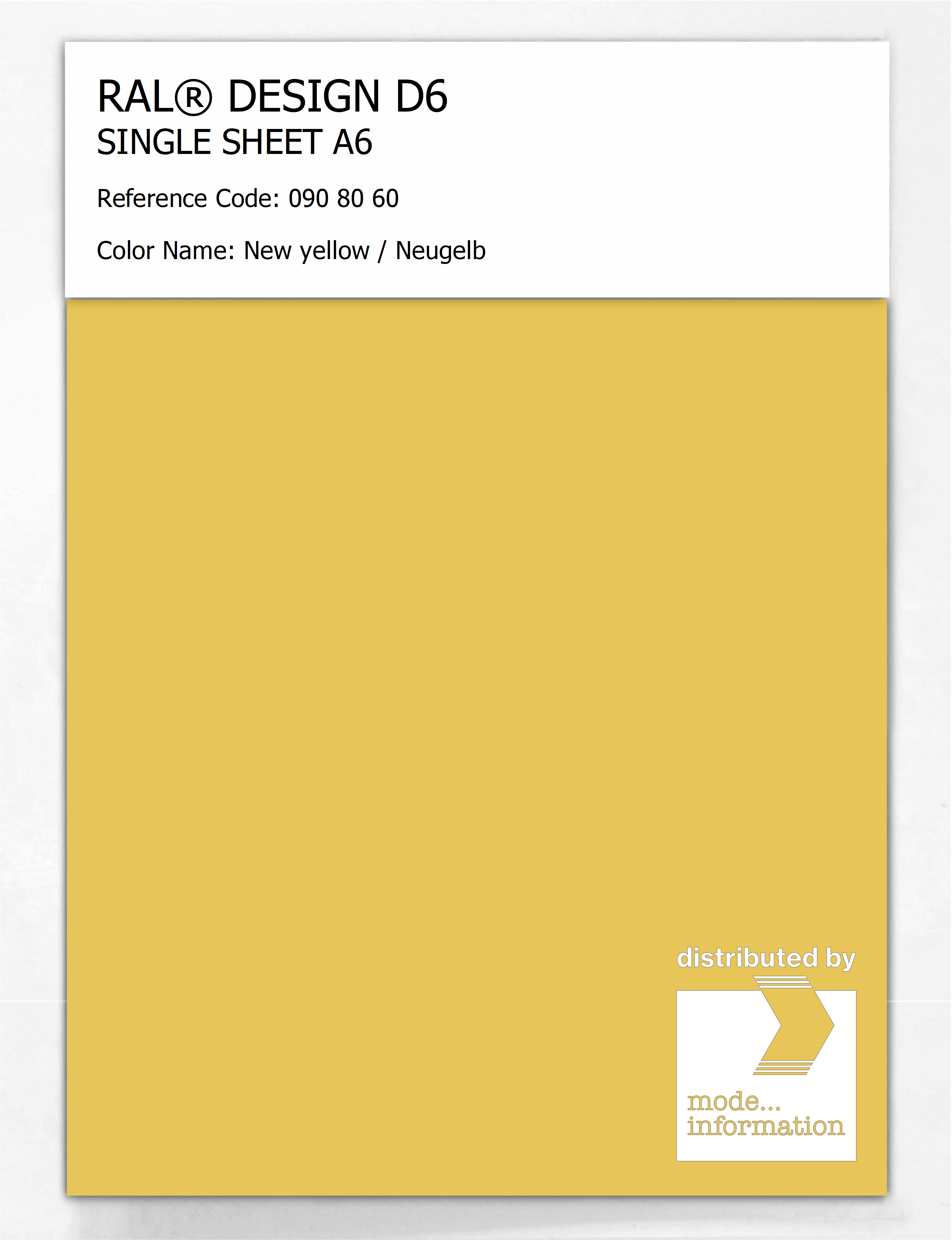 Artikelbild 1 des Artikels “RAL® DESIGN D6 SINGLE SHEET A6 090 80 60 New yellow / Neugelb “