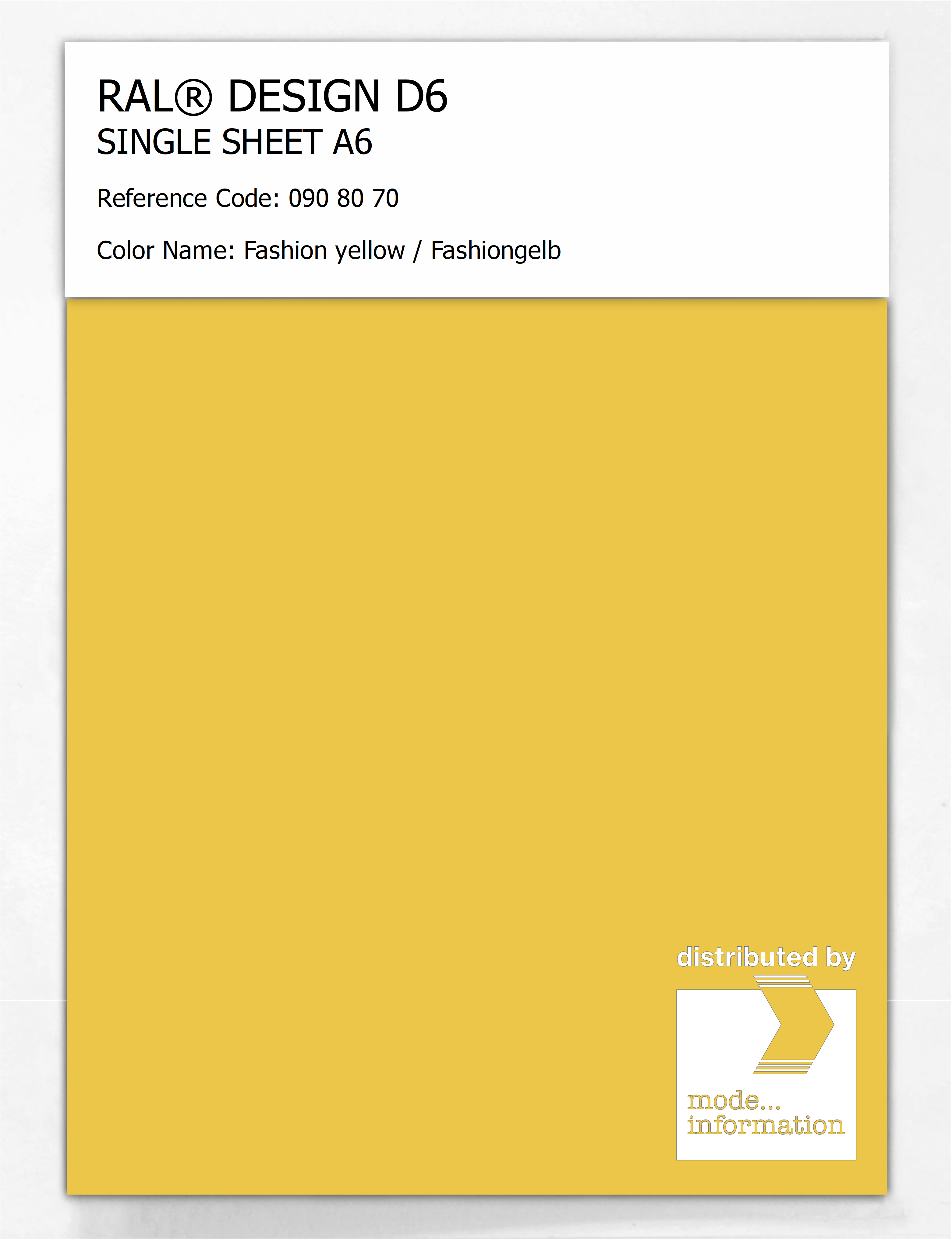 Artikelbild 1 des Artikels “RAL® DESIGN D6 SINGLE SHEET A6 090 80 70 Fashion yellow / Fashiongelb “