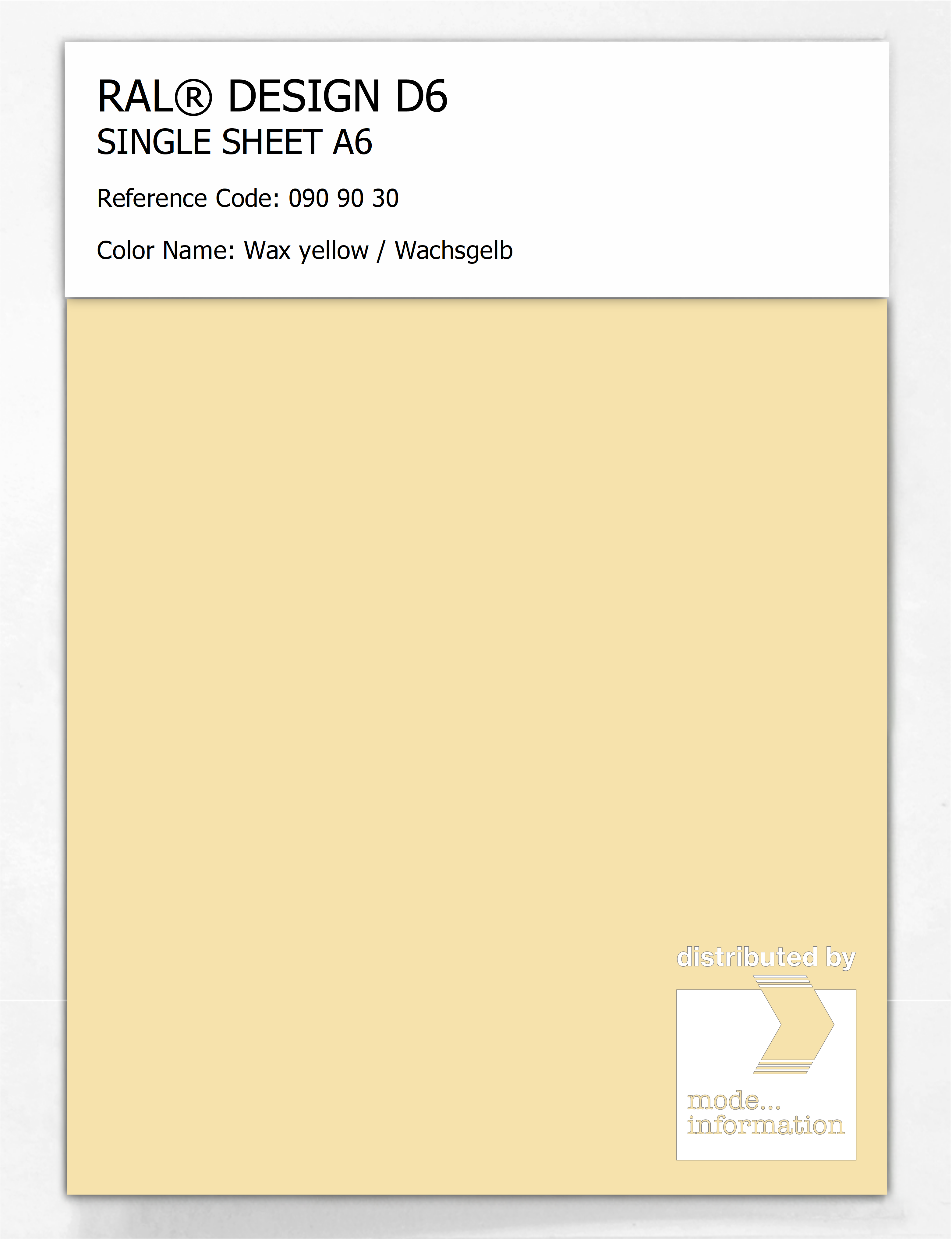 Artikelbild 1 des Artikels “RAL® DESIGN D6 SINGLE SHEET A6 090 90 30 Wax yellow / Wachsgelb “