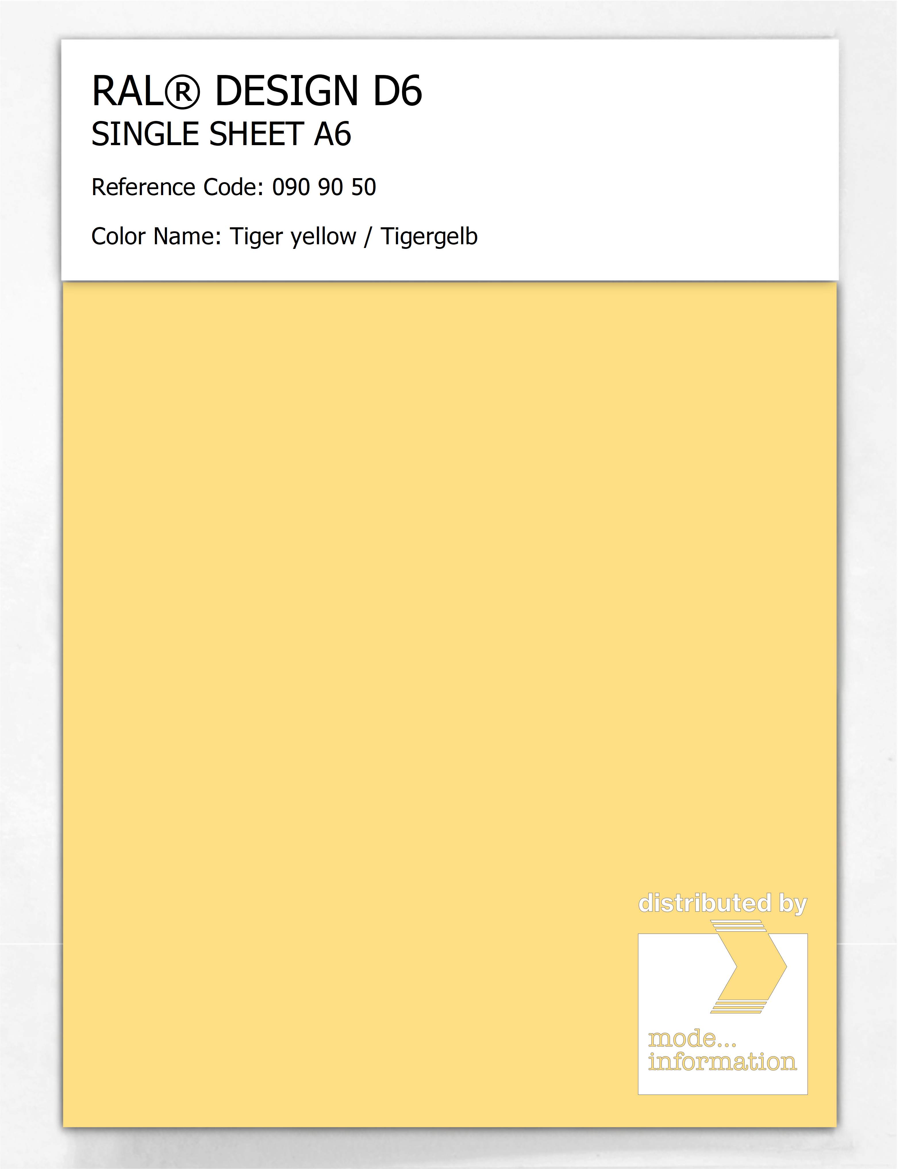 Product image 1 of the product “RAL® DESIGN D6 SINGLE SHEET A6 090 90 50 Tiger yellow / Tigergelb ”