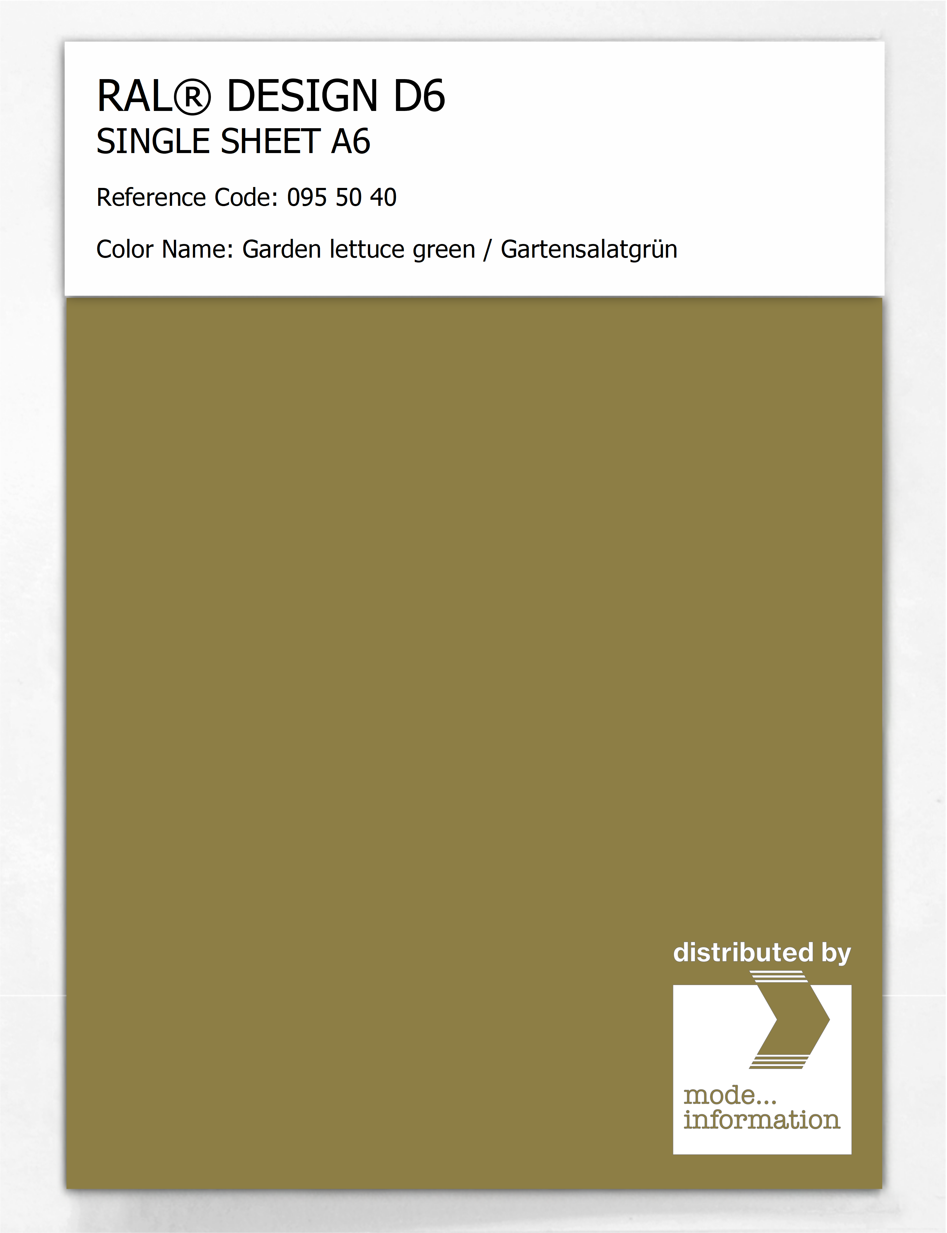Artikelbild 1 des Artikels “RAL® DESIGN D6 SINGLE SHEET A6 095 50 40 Garden lettuce green / Gartensalatgrün “
