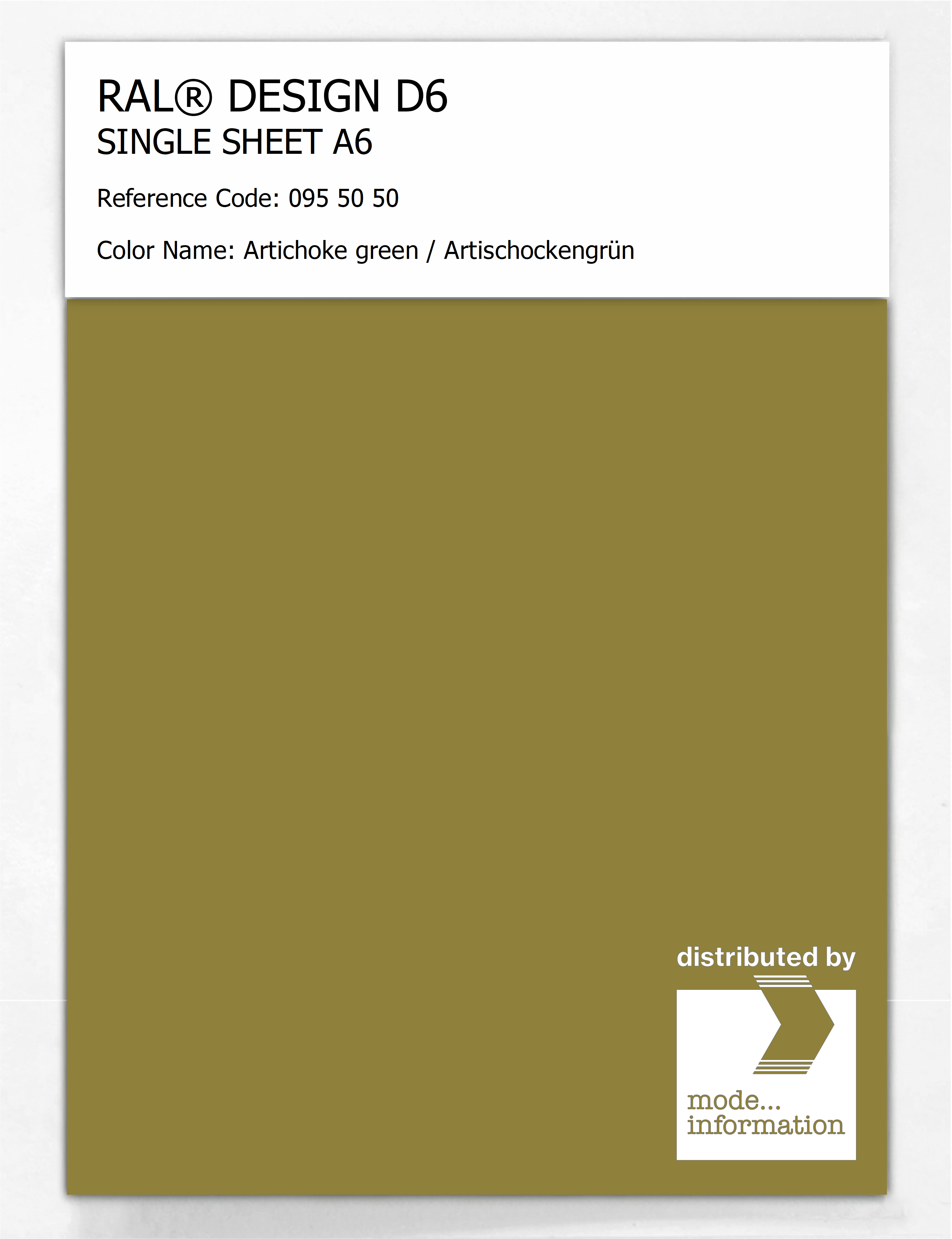 Artikelbild 1 des Artikels “RAL® DESIGN D6 SINGLE SHEET A6 095 50 50 Artichoke green / Artischockengrün “