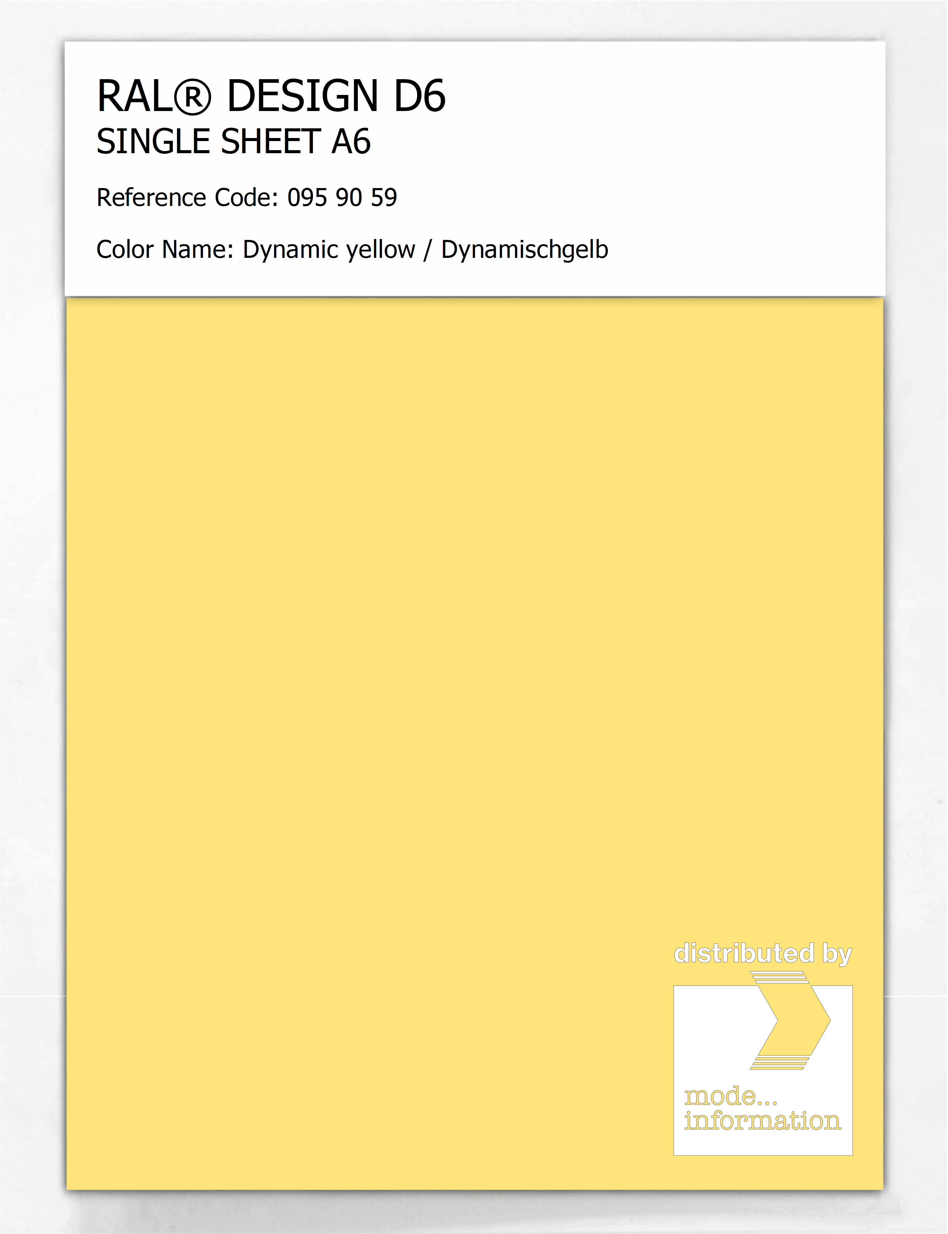 Product image 1 of the product “RAL® DESIGN D6 SINGLE SHEET A6 095 90 59 Dynamic yellow / Dynamischgelb ”