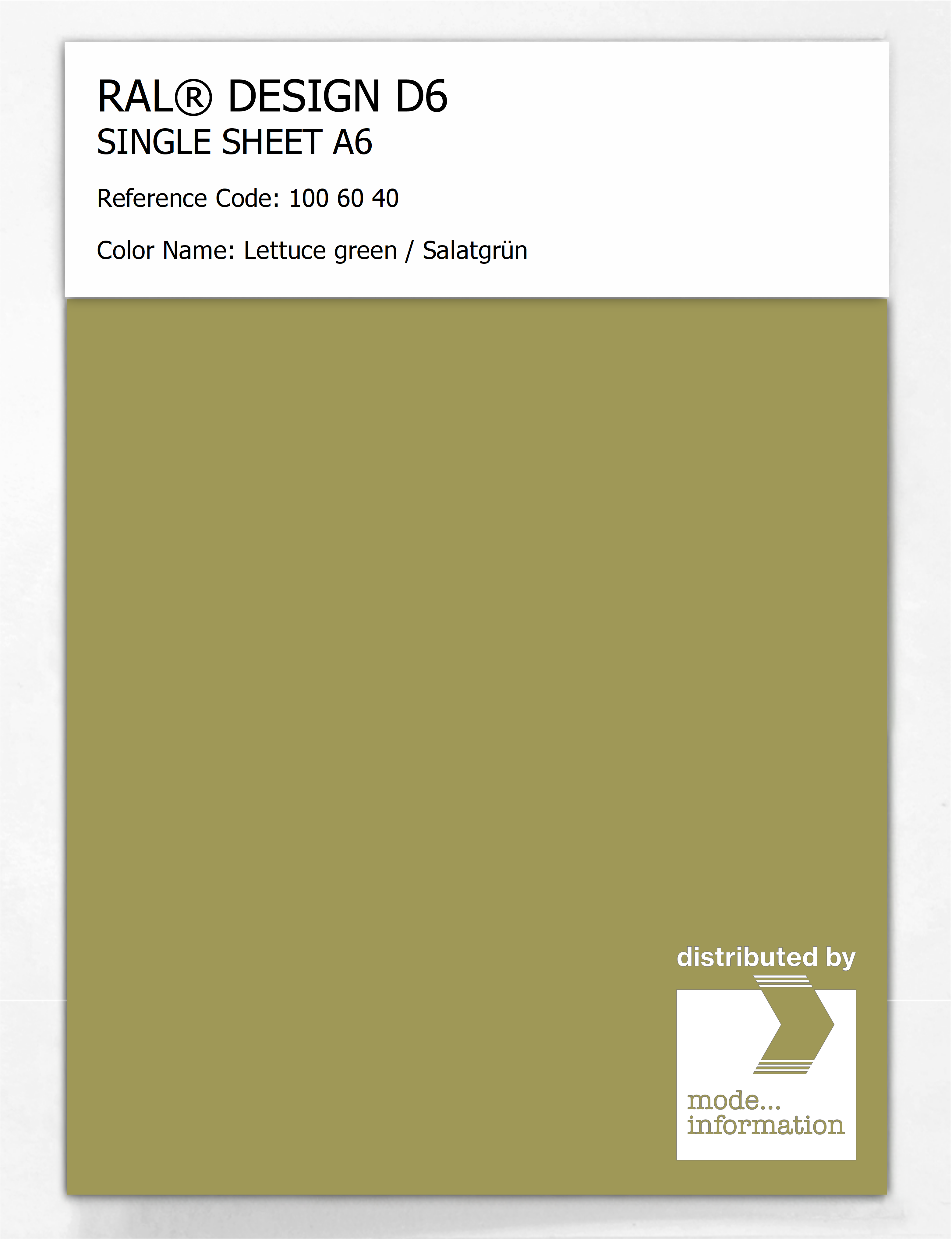 Artikelbild 1 des Artikels “RAL® DESIGN D6 SINGLE SHEET A6 100 60 40 Lettuce green / Salatgrün “