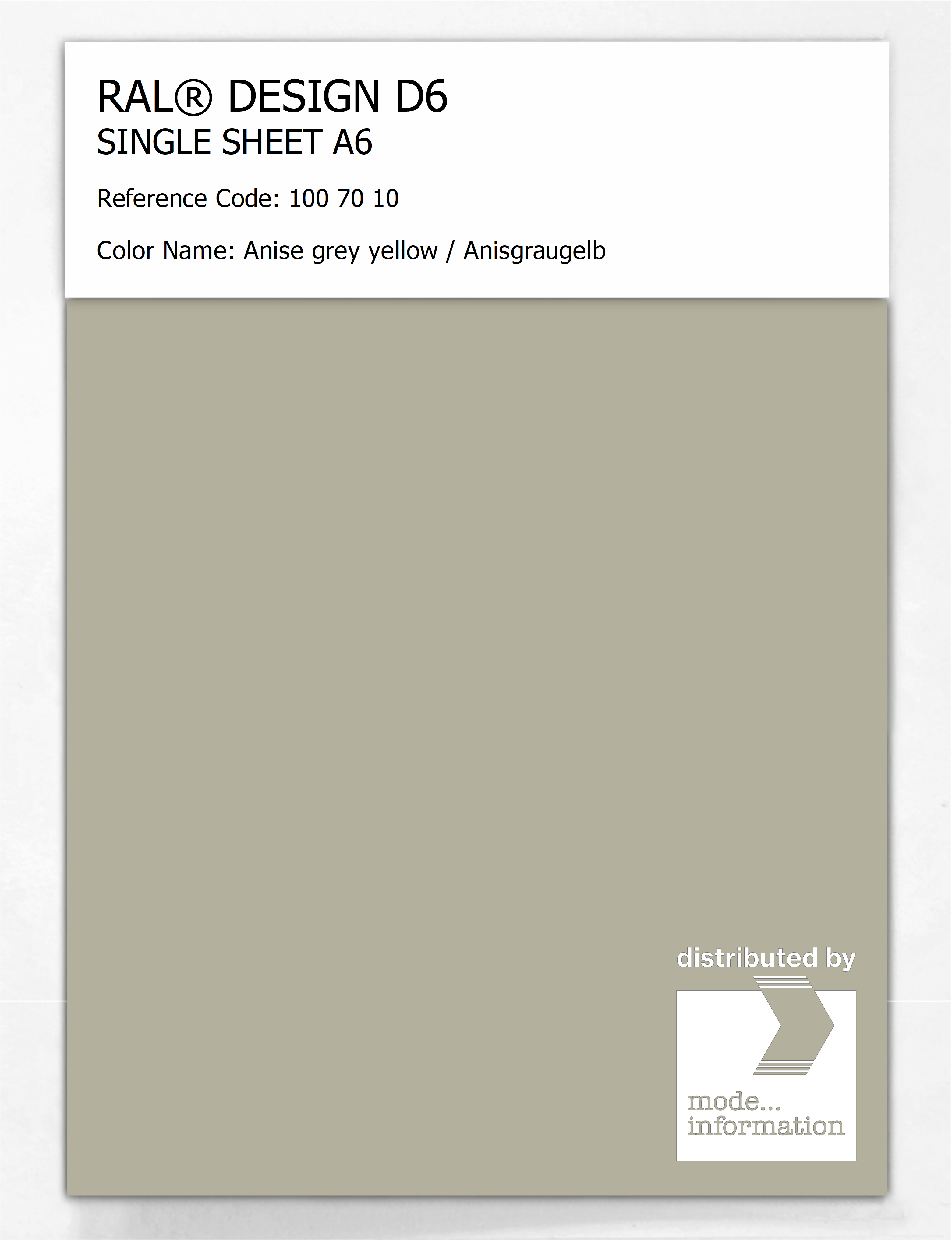 Artikelbild 1 des Artikels “RAL® DESIGN D6 SINGLE SHEET A6 100 70 10 Anise grey yellow / Anisgraugelb “