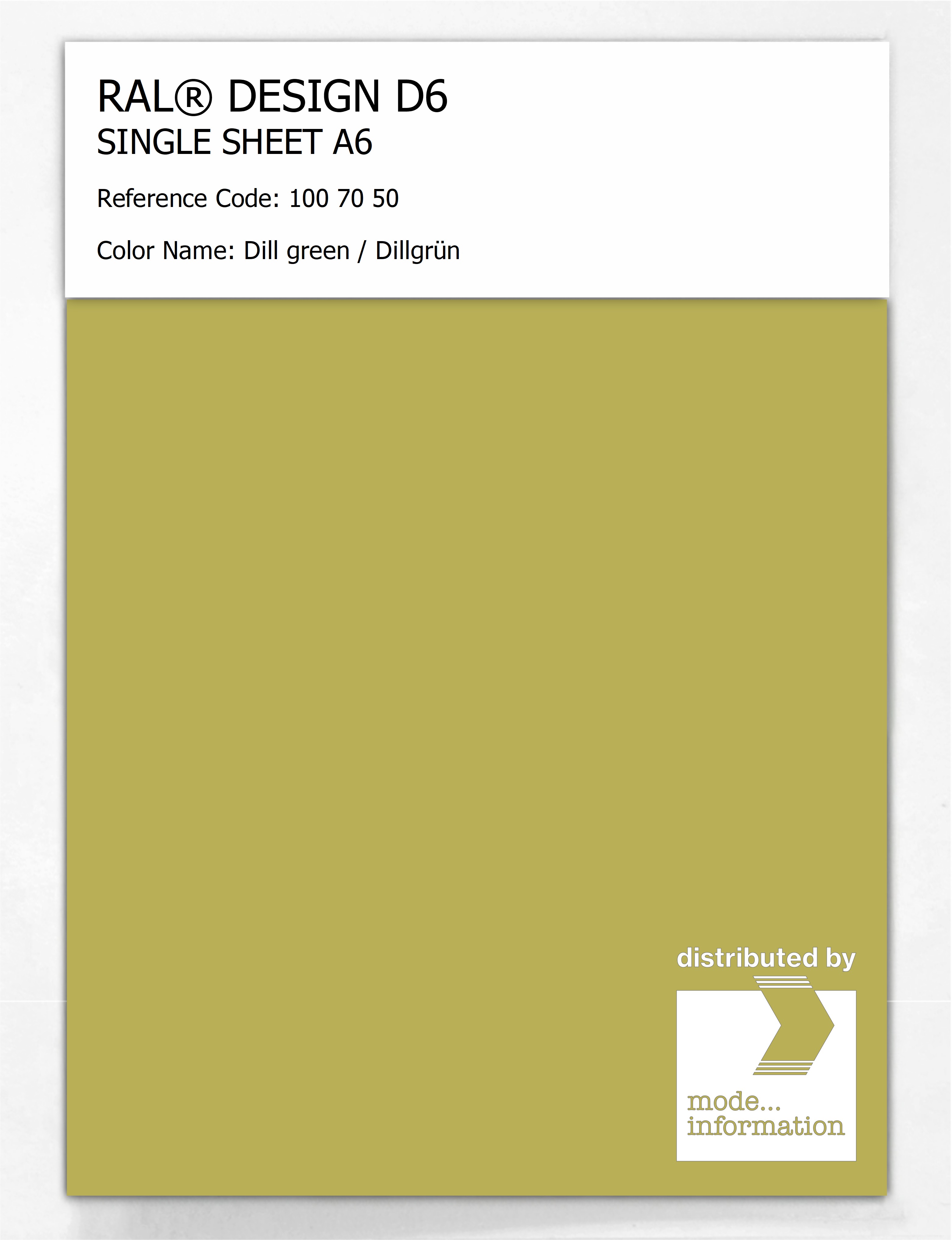 Artikelbild 1 des Artikels “RAL® DESIGN D6 SINGLE SHEET A6 100 70 50 Dill green / Dillgrün “