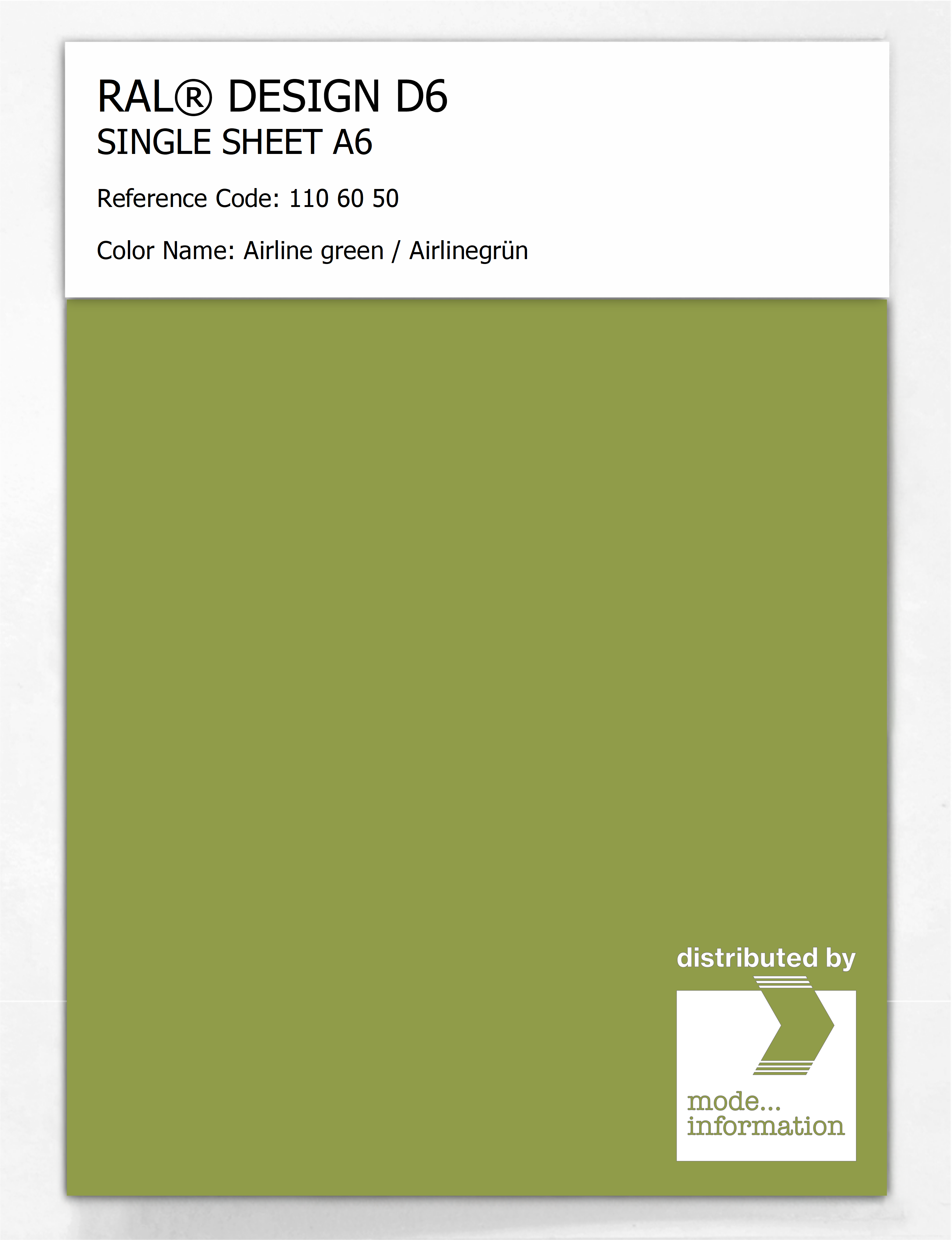 Artikelbild 1 des Artikels “RAL® DESIGN D6 SINGLE SHEET A6 110 60 50 Airline green / Airlinegrün “