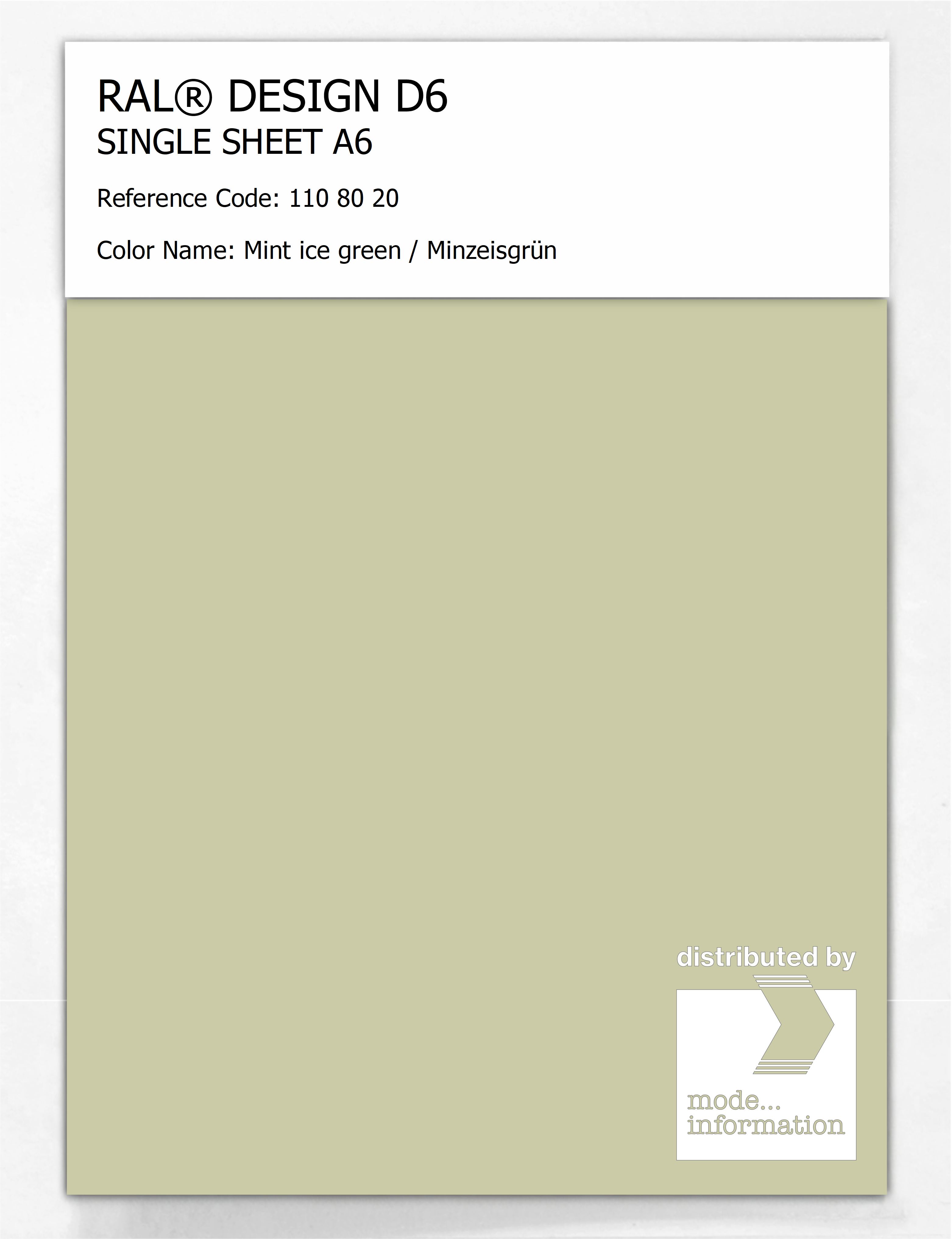 Artikelbild 1 des Artikels “RAL® DESIGN D6 SINGLE SHEET A6 110 80 20 Mint ice green / Minzeisgrün “