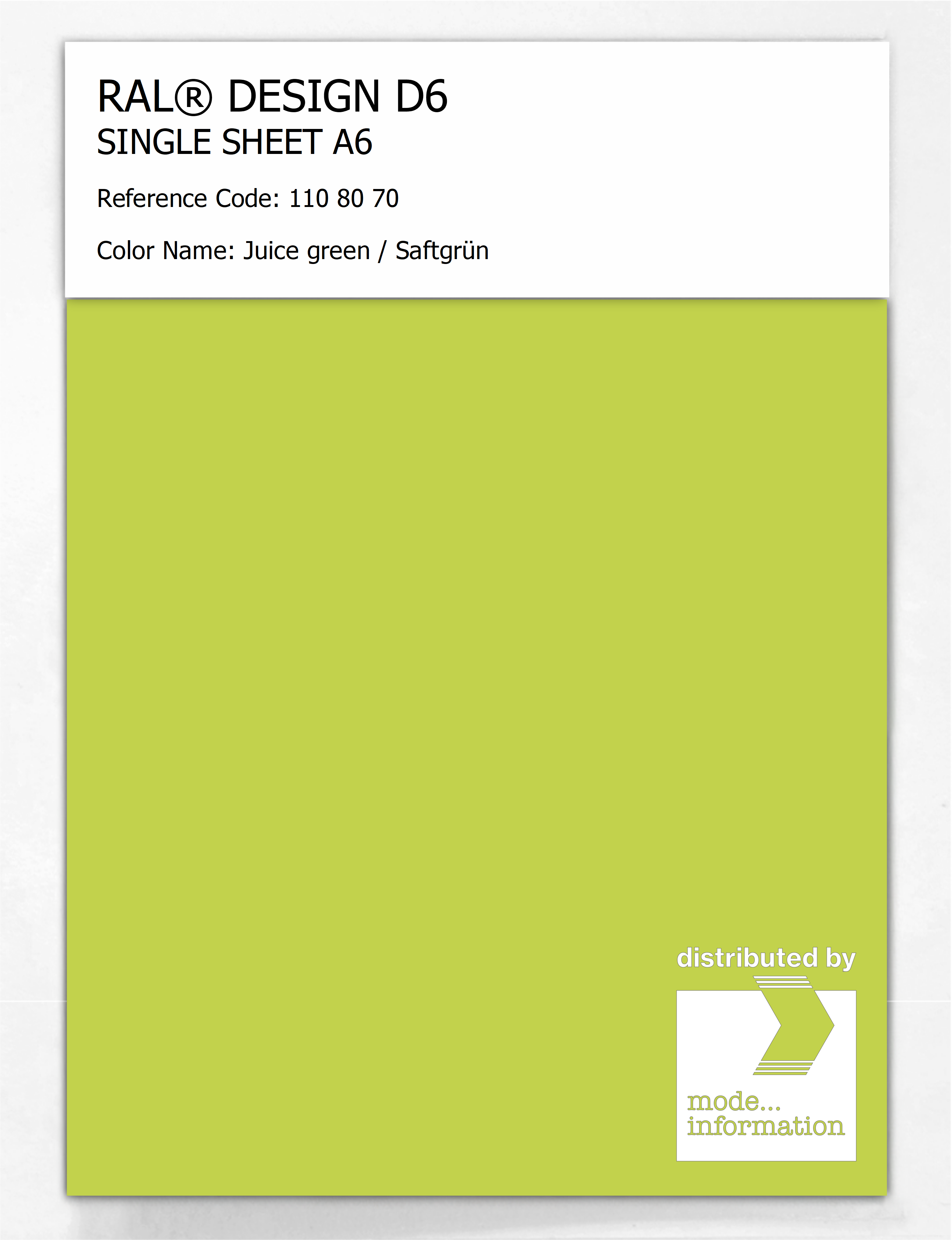 Artikelbild 1 des Artikels “RAL® DESIGN D6 SINGLE SHEET A6 110 80 70 Juice green / Saftgrün “