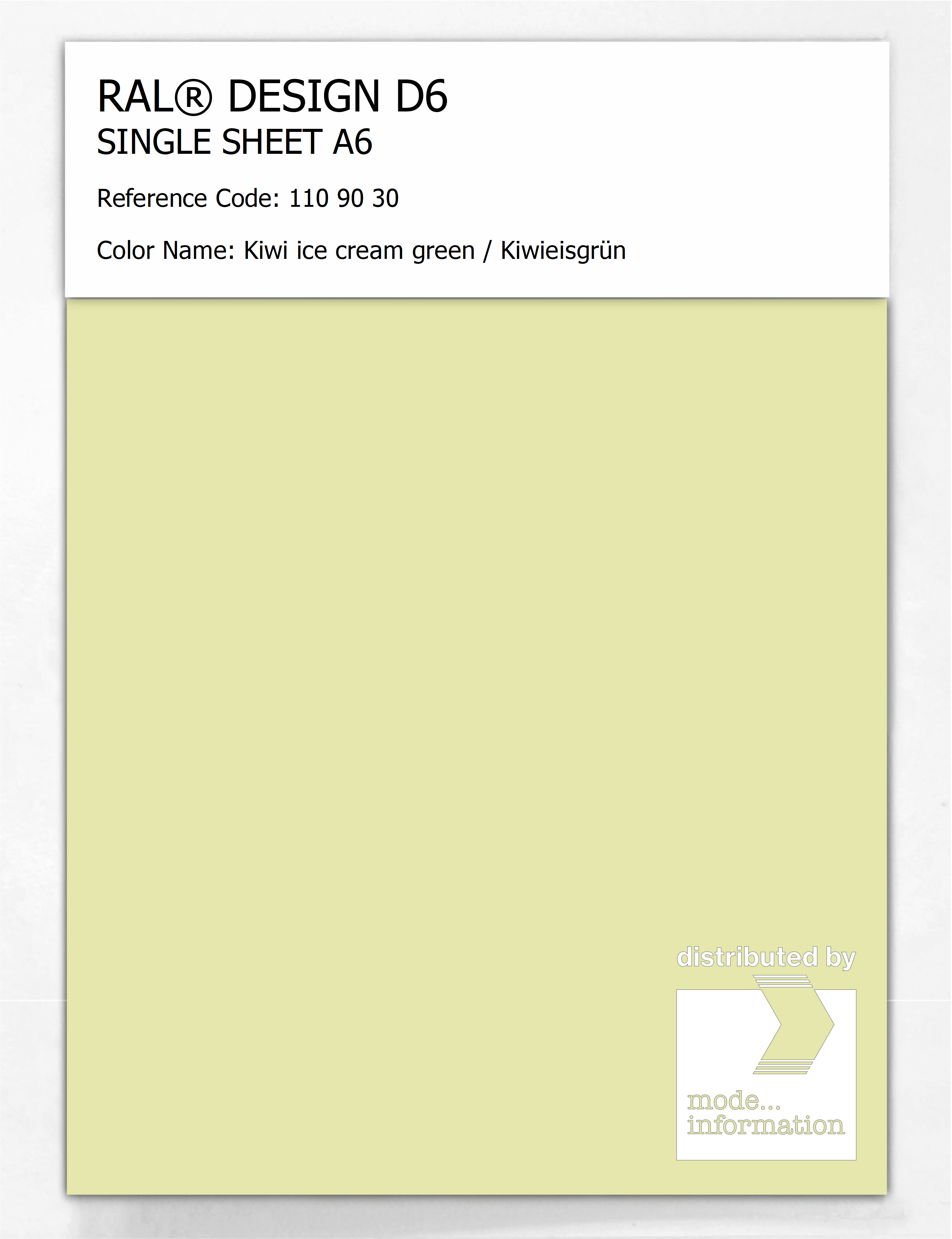 Product image 1 of the product “RAL® DESIGN D6 SINGLE SHEET A6 110 90 30 Kiwi ice cream green / Kiwieisgrün ”