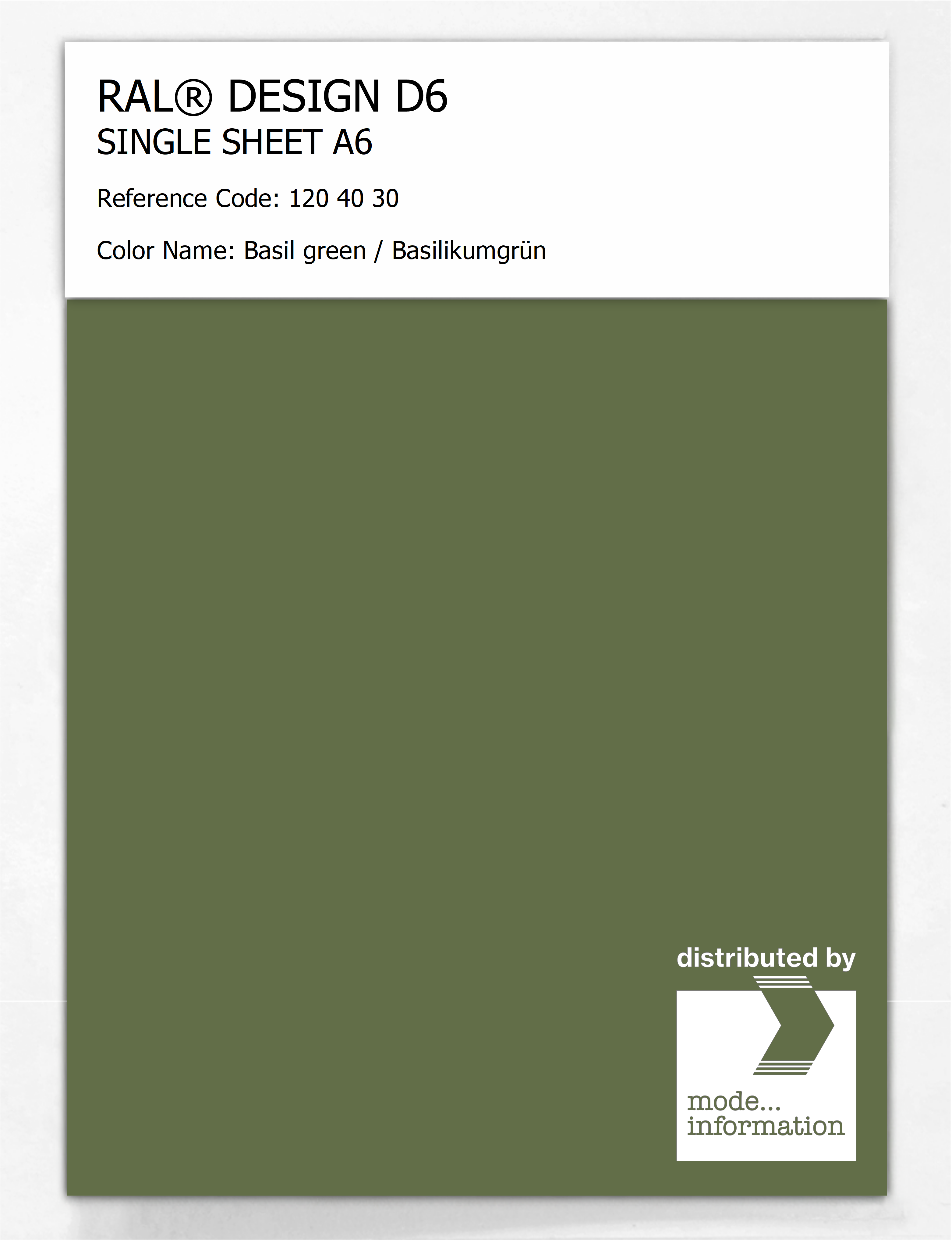 Artikelbild 1 des Artikels “RAL® DESIGN D6 SINGLE SHEET A6 120 40 30 Basil green / Basilikumgrün “
