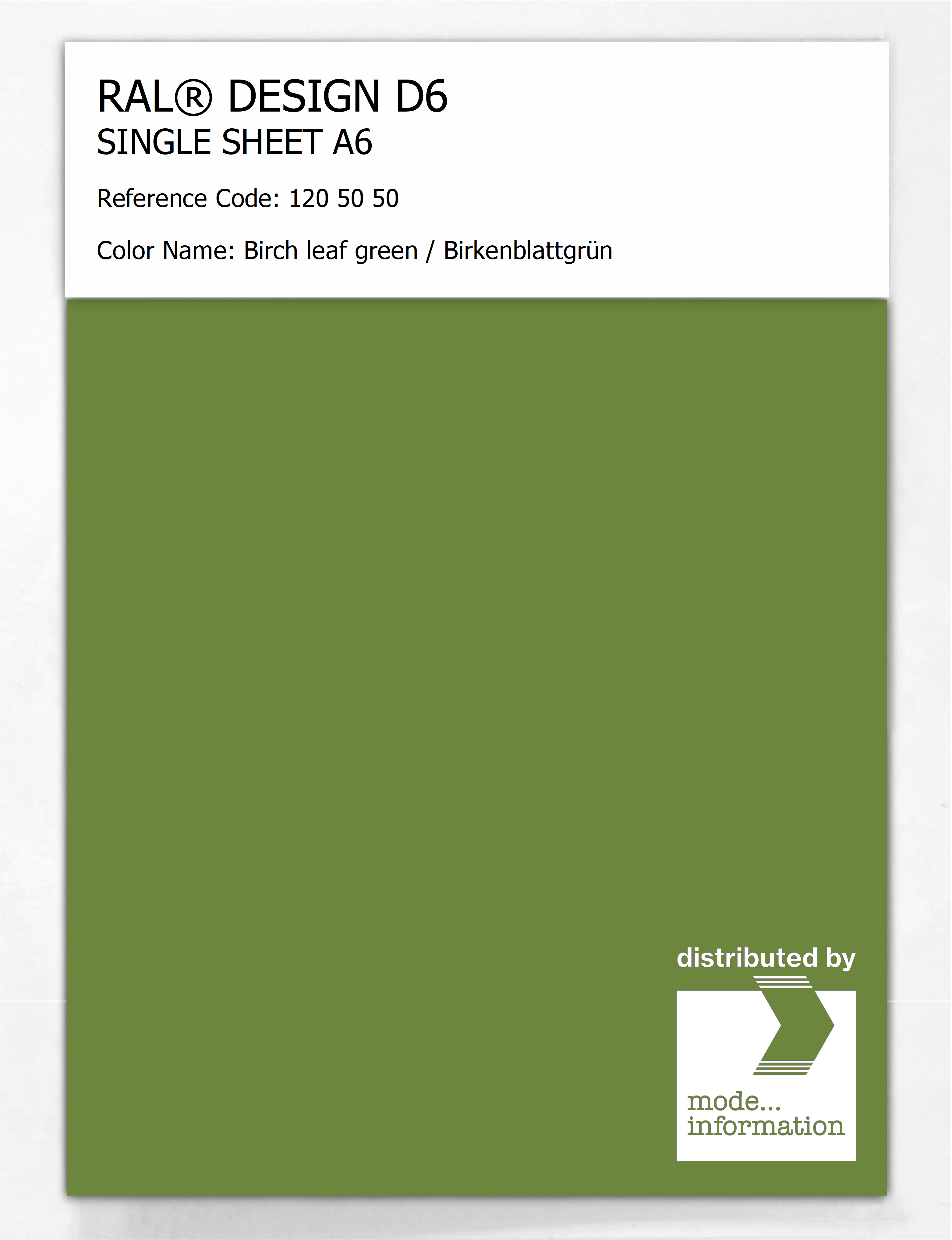 Artikelbild 1 des Artikels “RAL® DESIGN D6 SINGLE SHEET A6 120 50 50 Birch leaf green / Birkenblattgrün “