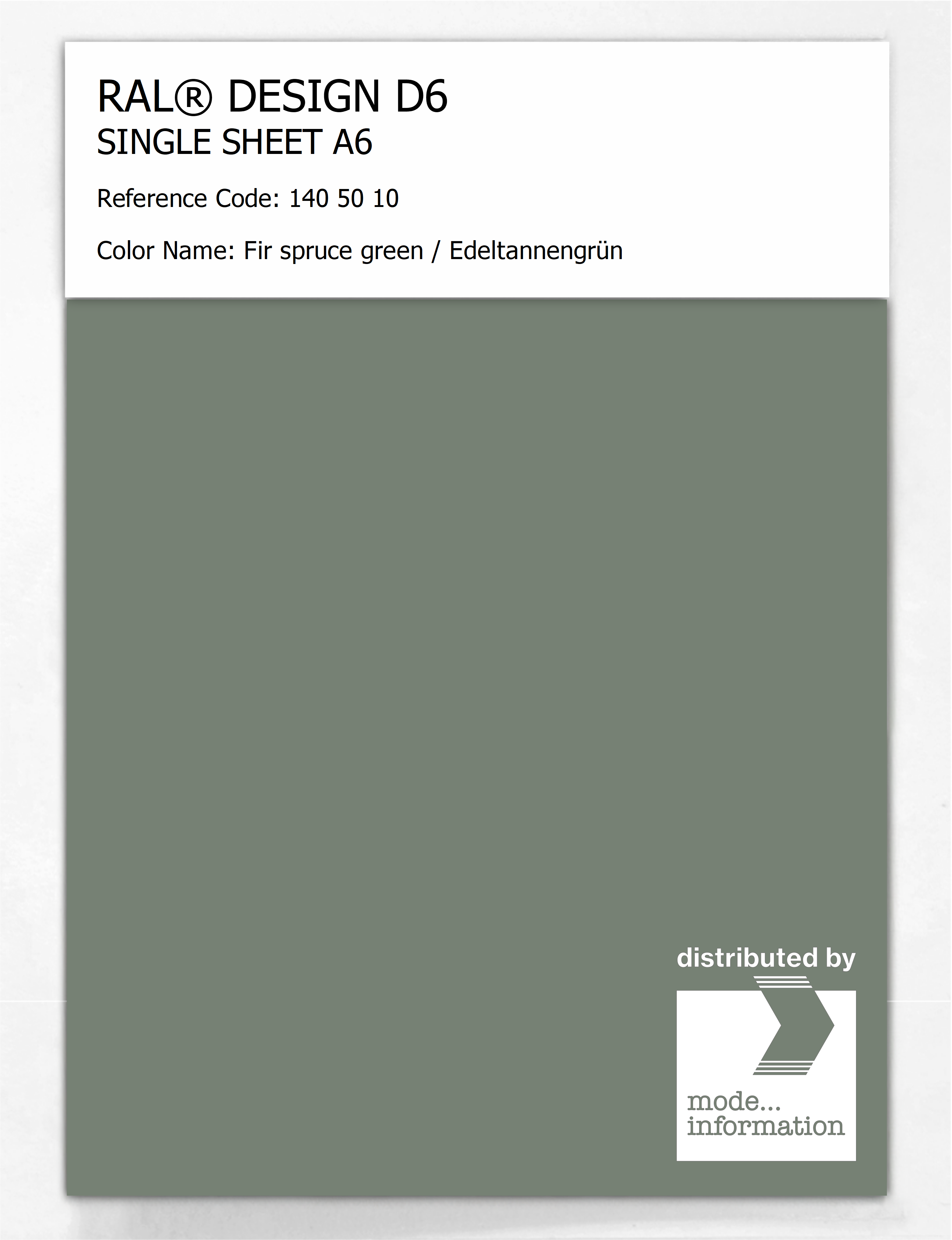Artikelbild 1 des Artikels “RAL® DESIGN D6 SINGLE SHEET A6 140 50 10 Fir spruce green / Edeltannengrün “