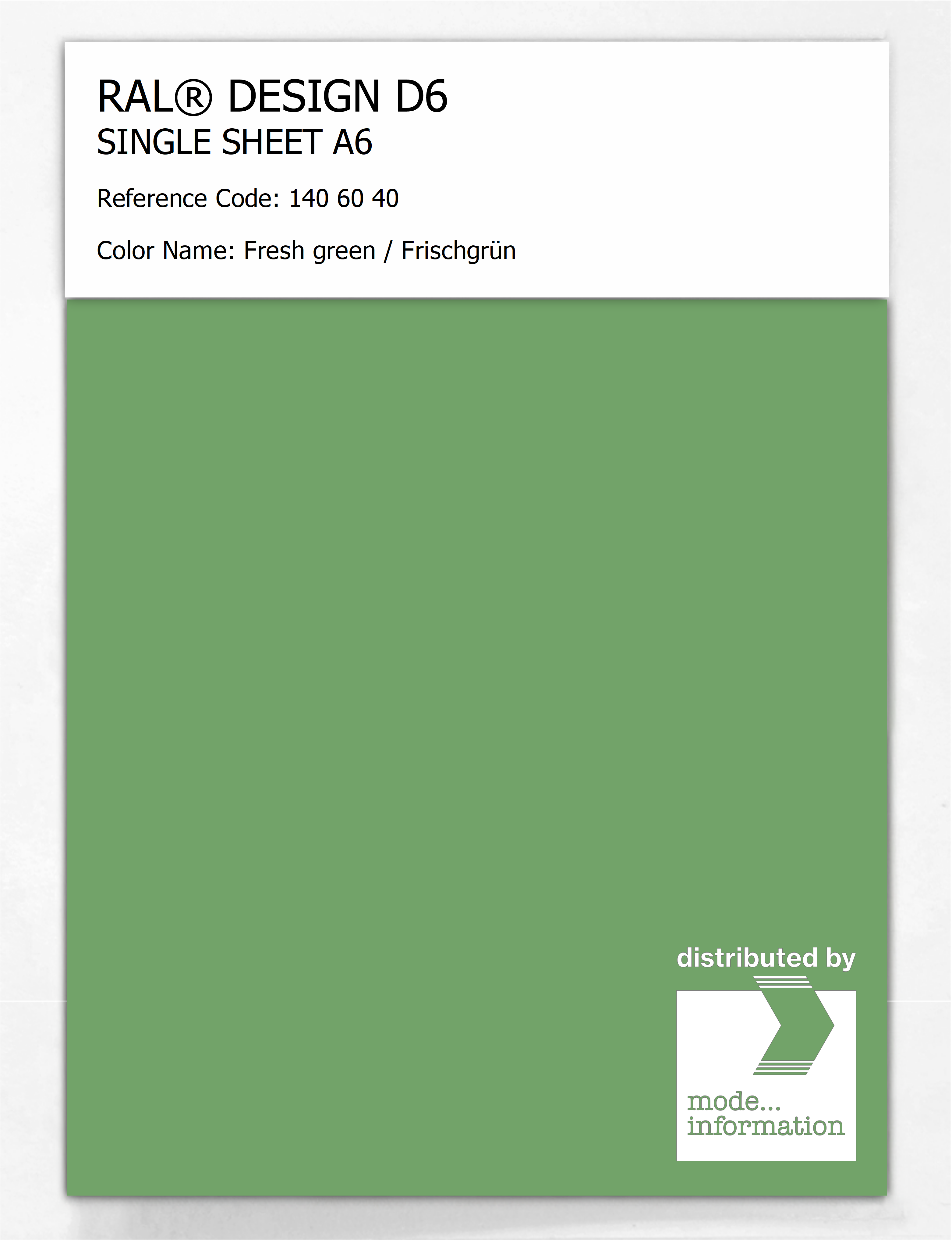 Artikelbild 1 des Artikels “RAL® DESIGN D6 SINGLE SHEET A6 140 60 40 Fresh green / Frischgrün “