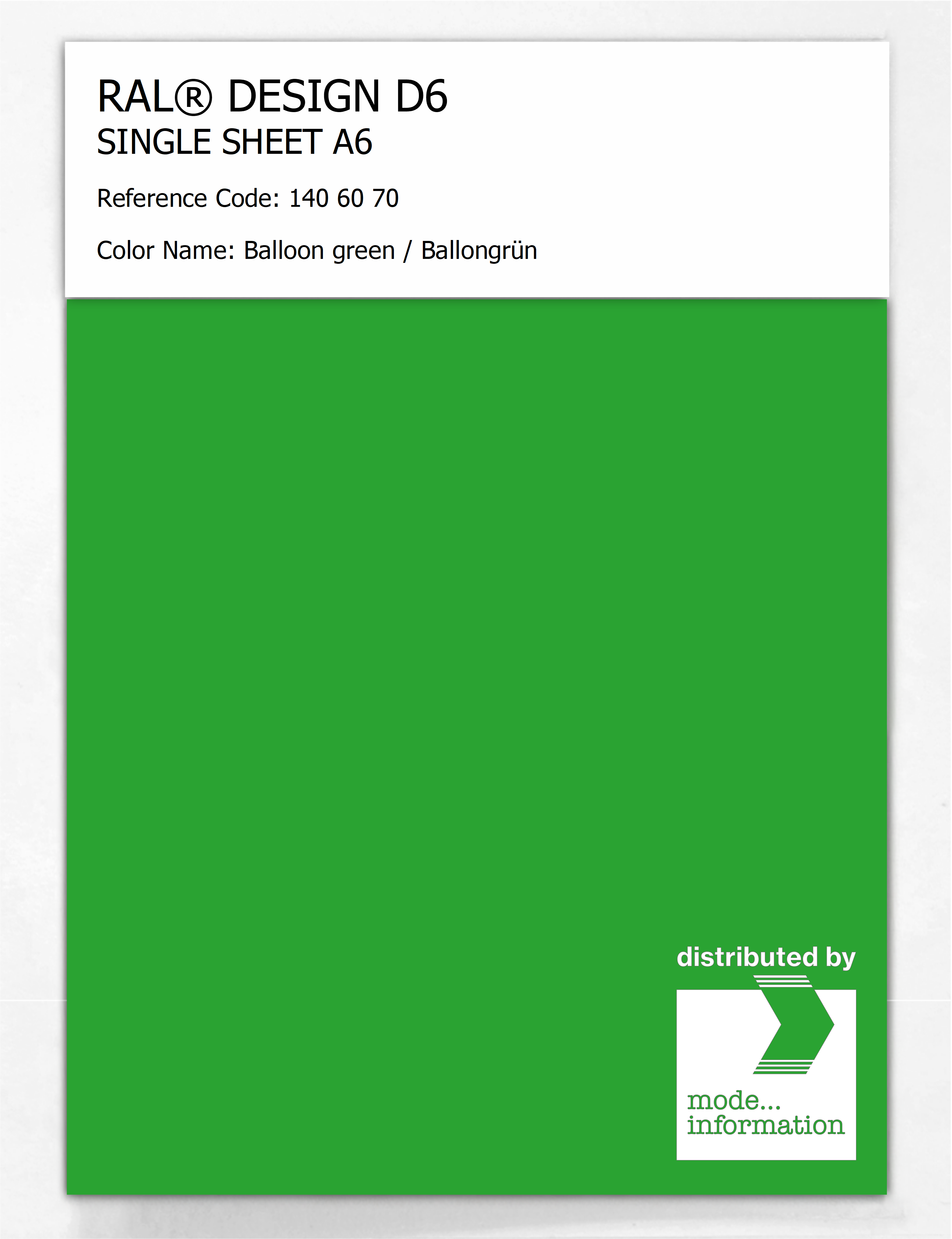 Artikelbild 1 des Artikels “RAL® DESIGN D6 SINGLE SHEET A6 140 60 70 Balloon green / Ballongrün “