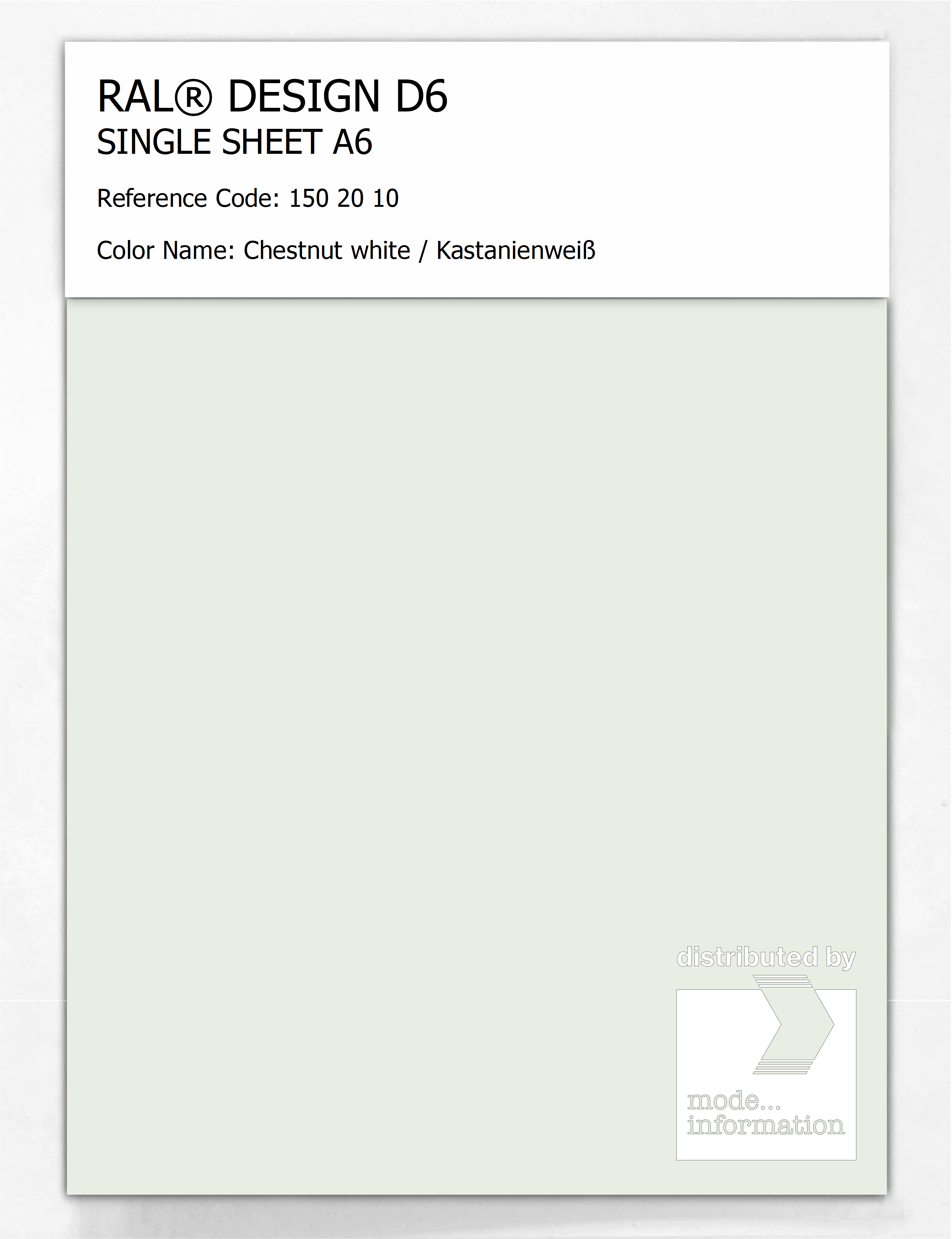Artikelbild 1 des Artikels “RAL® DESIGN D6 SINGLE SHEET A6 150 20 10 Chestnut white / Kastanienweiß “