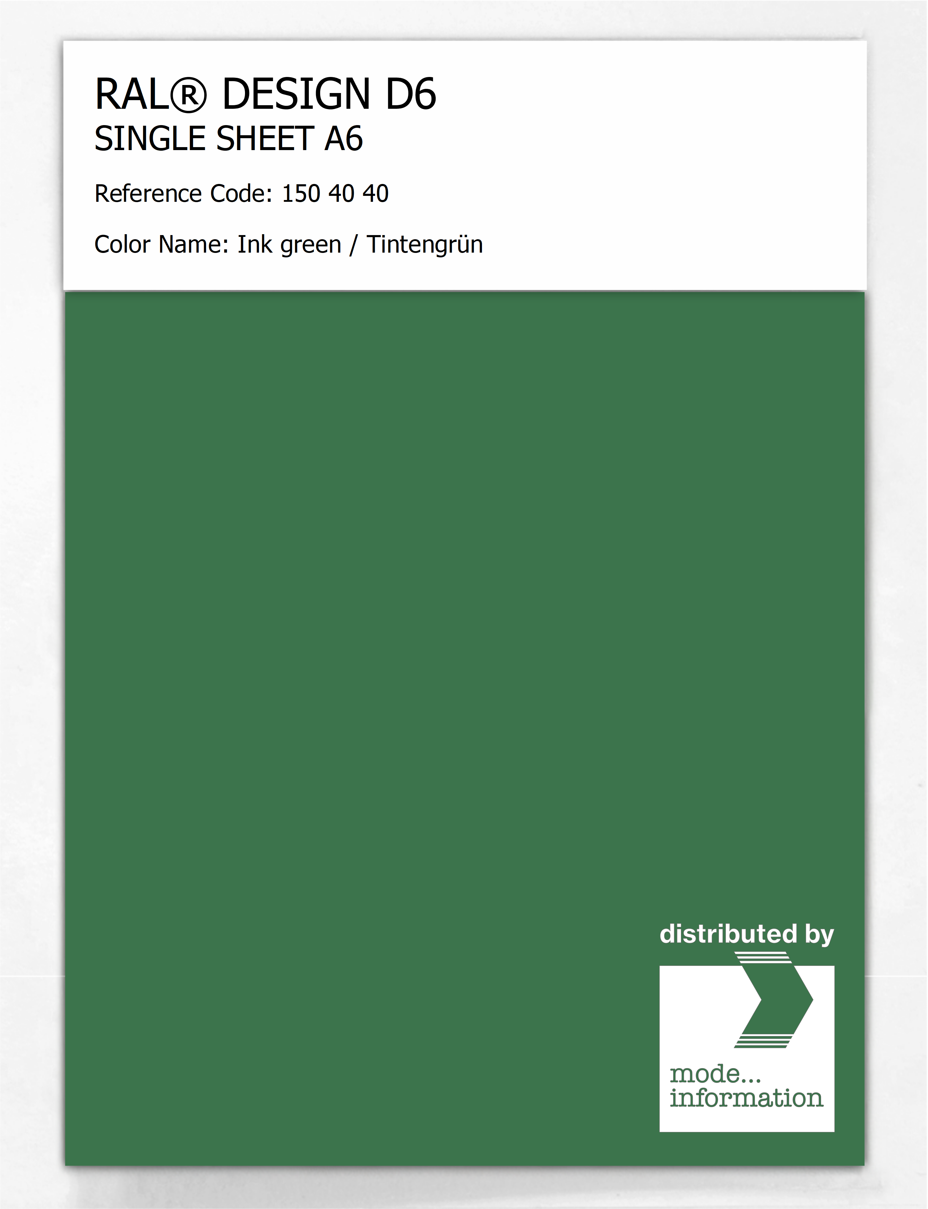 Artikelbild 1 des Artikels “RAL® DESIGN D6 SINGLE SHEET A6 150 40 40 Ink green / Tintengrün “
