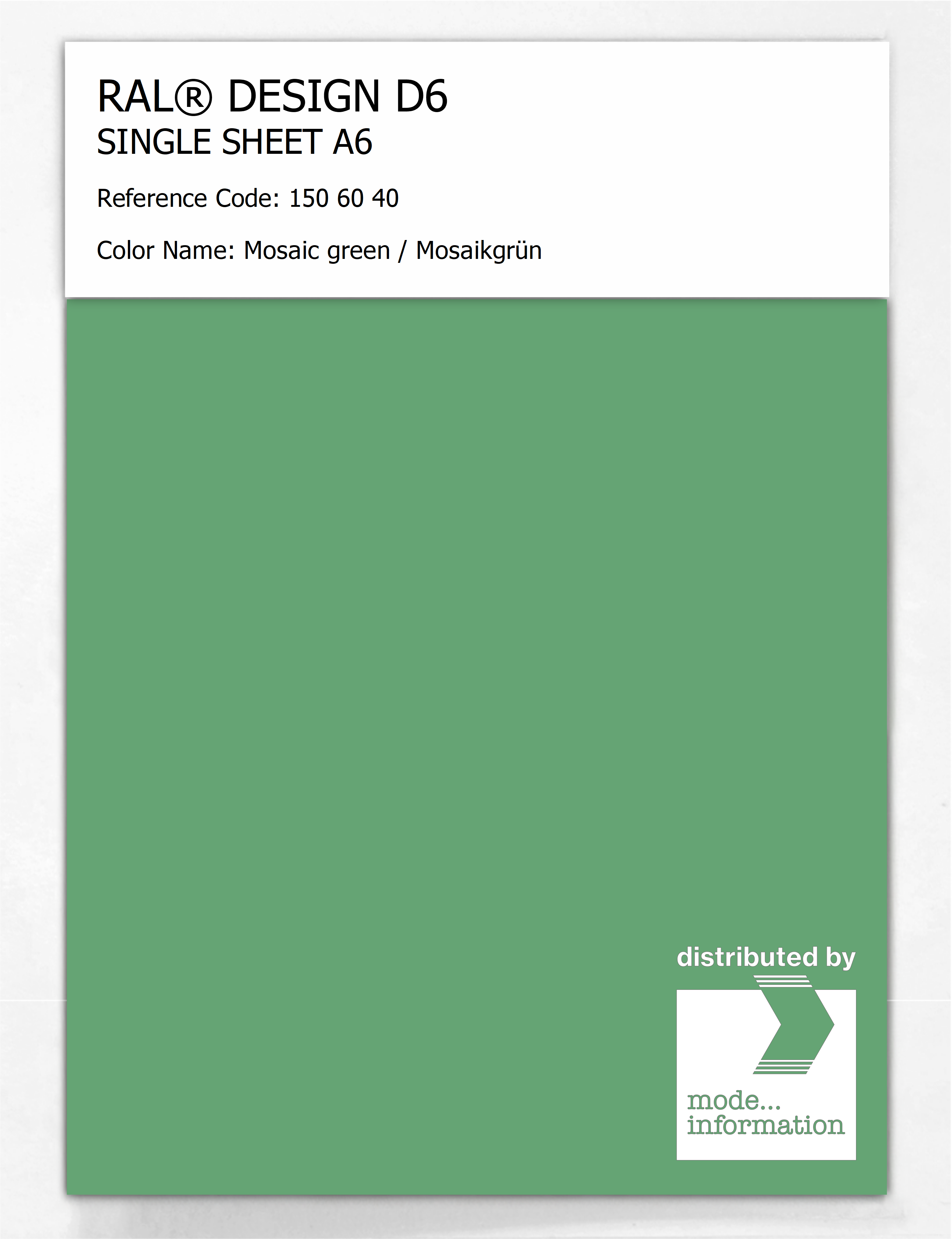 Artikelbild 1 des Artikels “RAL® DESIGN D6 SINGLE SHEET A6 150 60 40 Mosaic green / Mosaikgrün “