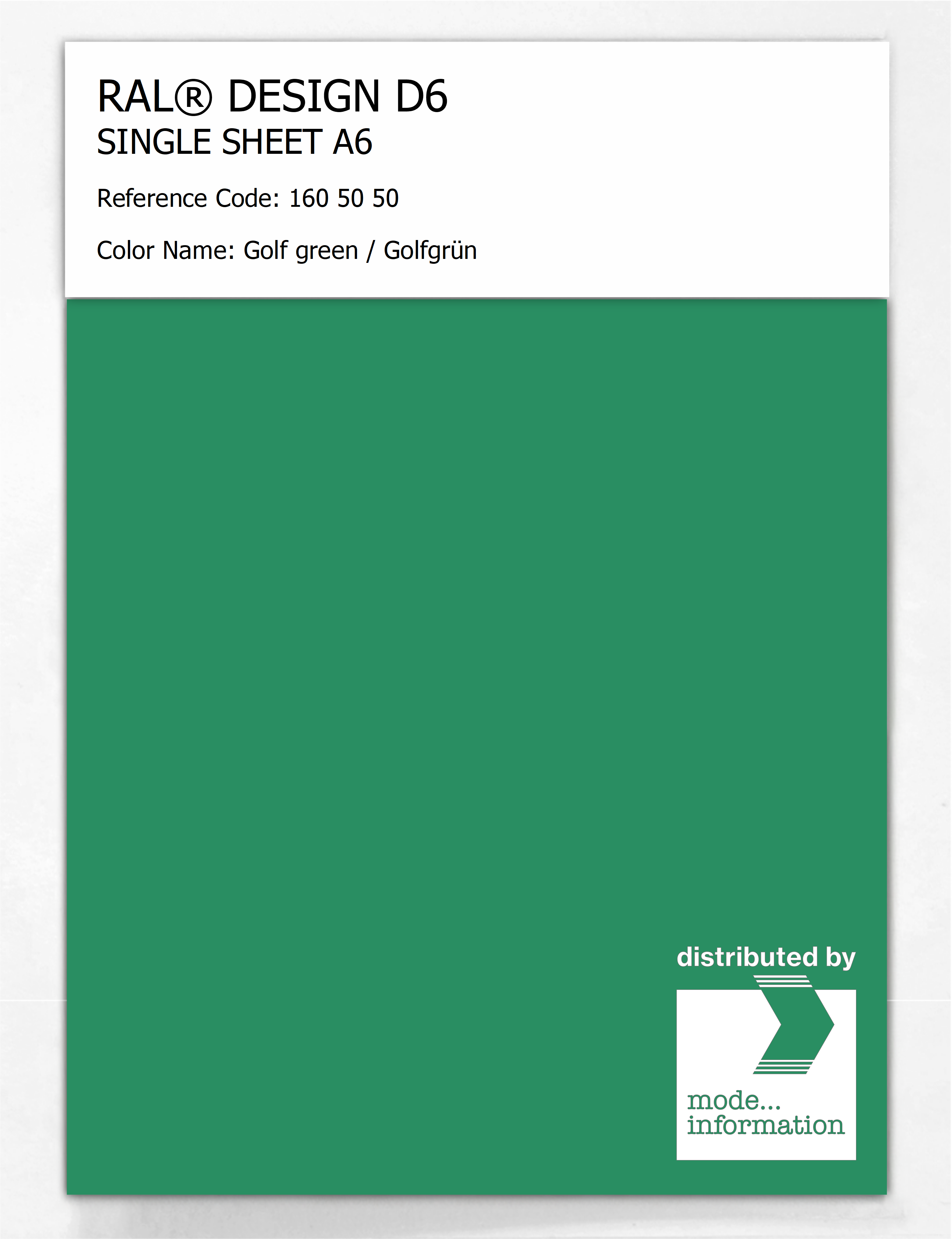 Artikelbild 1 des Artikels “RAL® DESIGN D6 SINGLE SHEET A6 160 50 50 Golf green / Golfgrün “