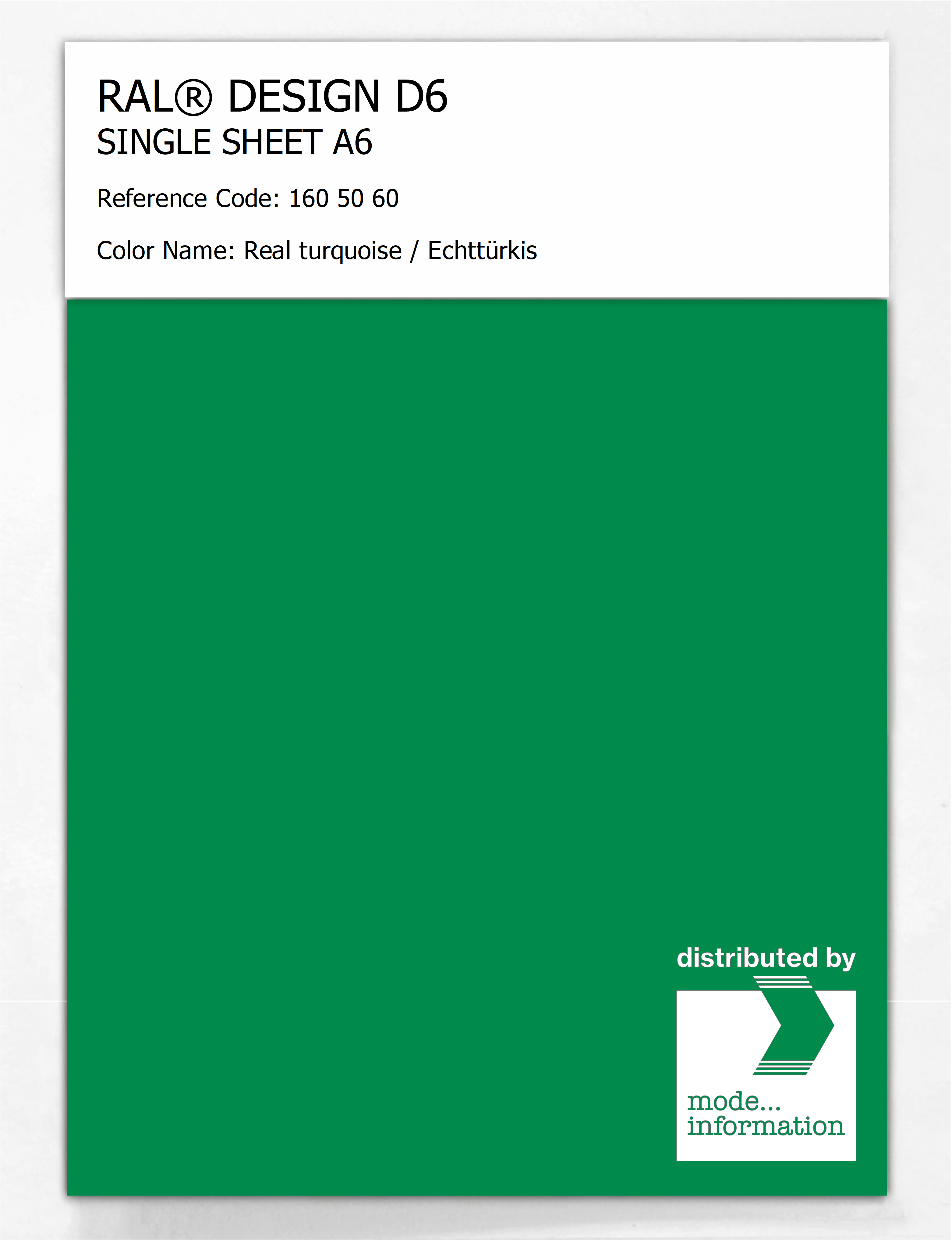 Artikelbild 1 des Artikels “RAL® DESIGN D6 SINGLE SHEET A6 160 50 60 Real turquoise / Echttürkis “