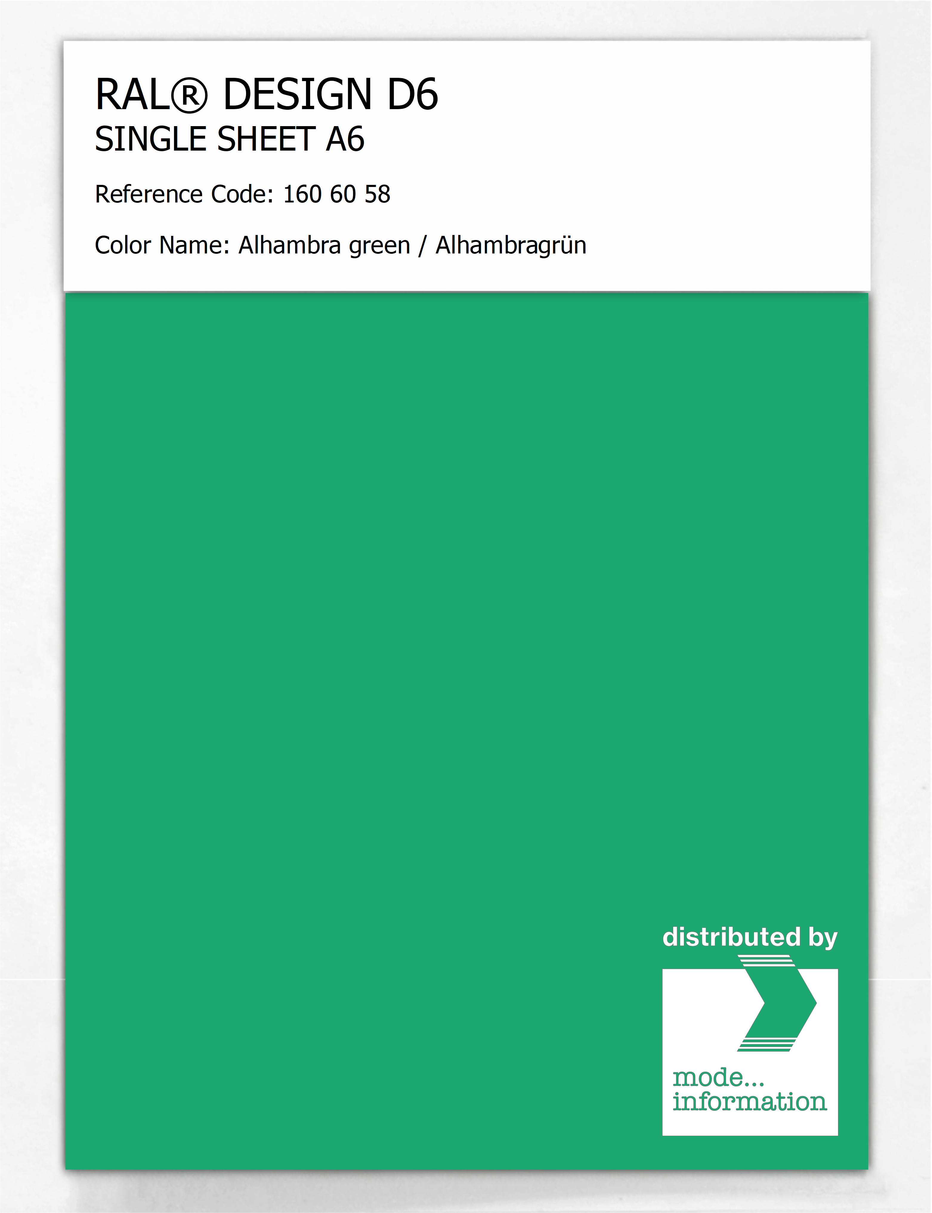 Artikelbild 1 des Artikels “RAL® DESIGN D6 SINGLE SHEET A6 160 60 58 Alhambra green / Alhambragrün “