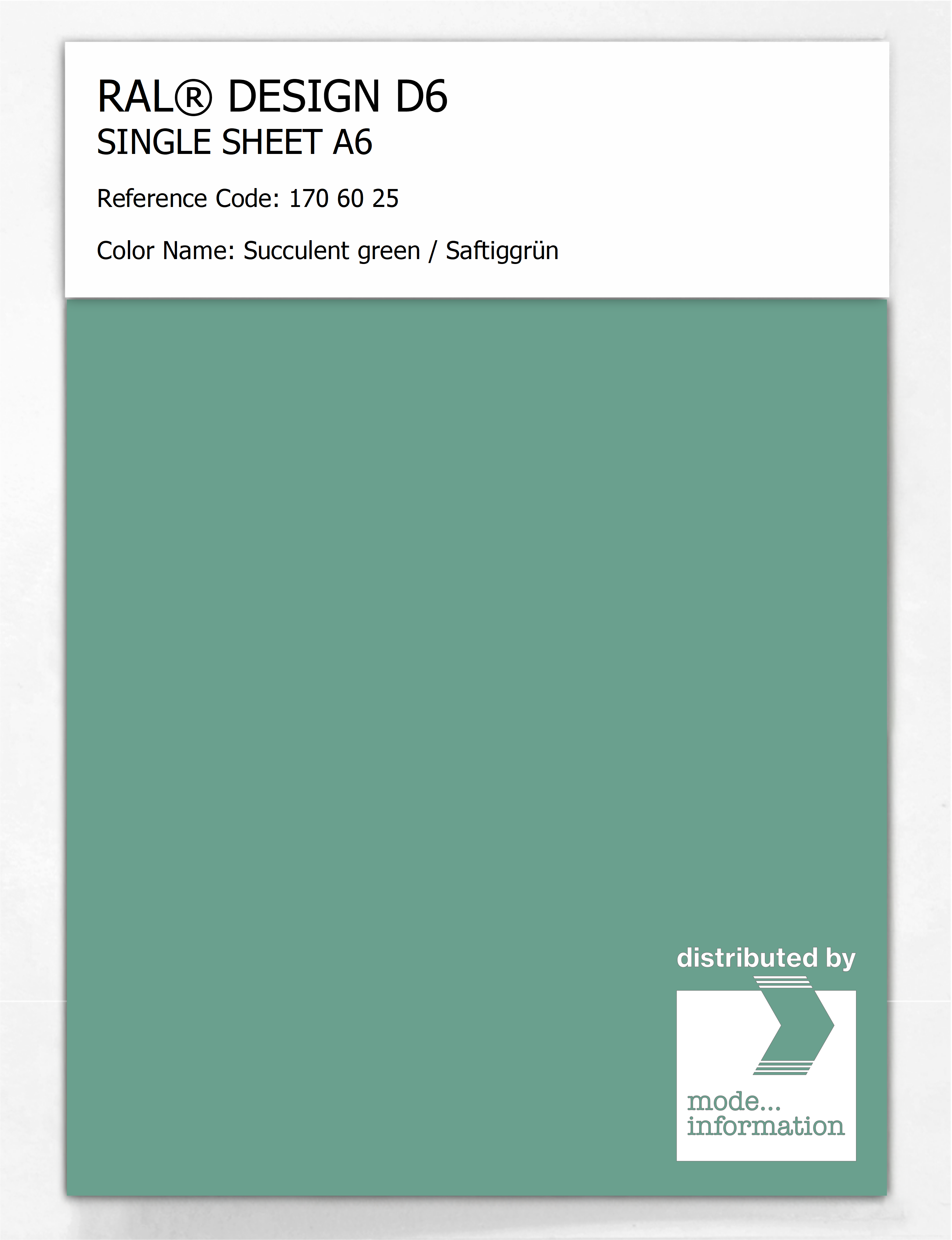 Artikelbild 1 des Artikels “RAL® DESIGN D6 SINGLE SHEET A6 170 60 25 Succulent green / Saftiggrün “