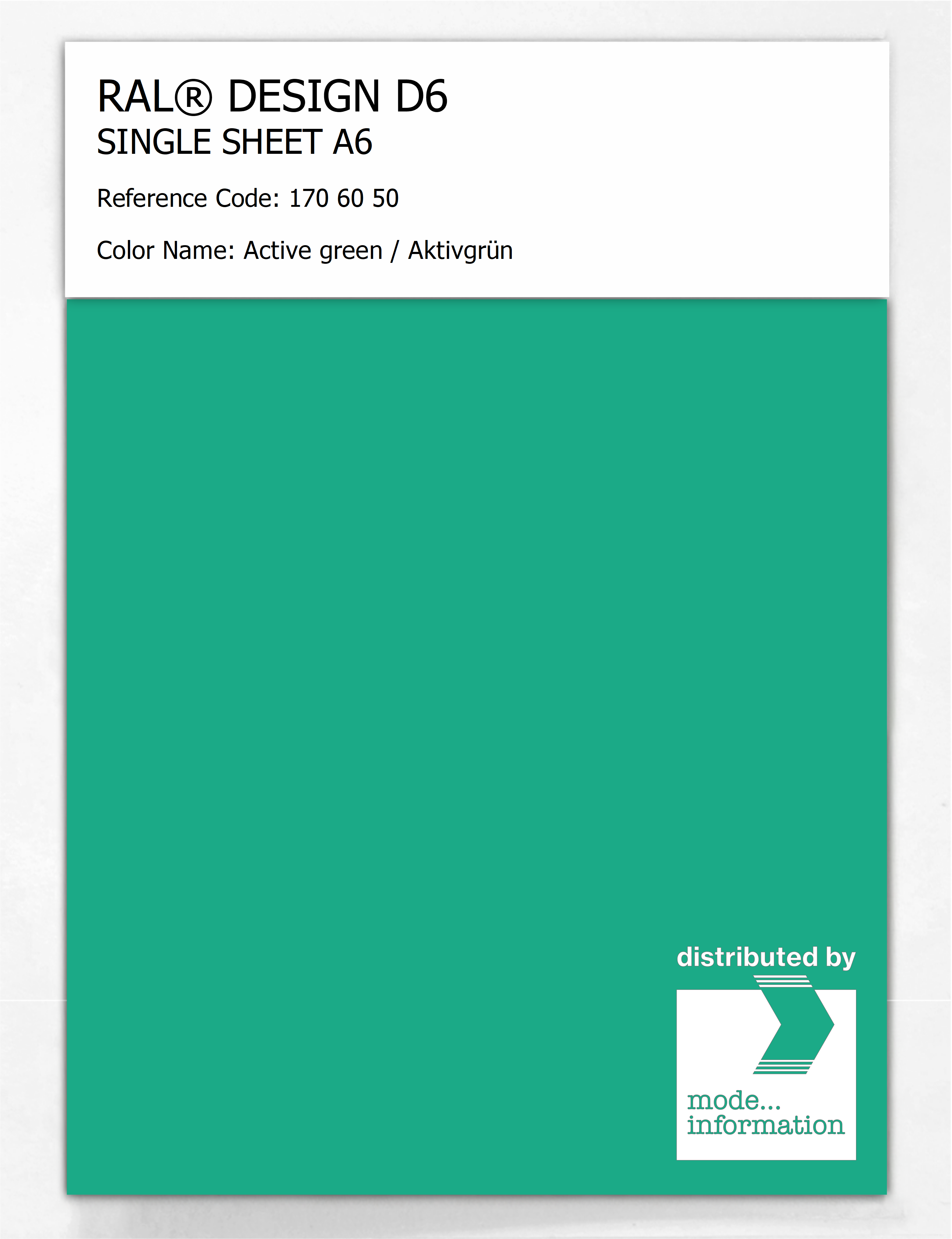 Product image 1 of the product “RAL® DESIGN D6 SINGLE SHEET A6 170 60 50 Active green / Aktivgrün ”