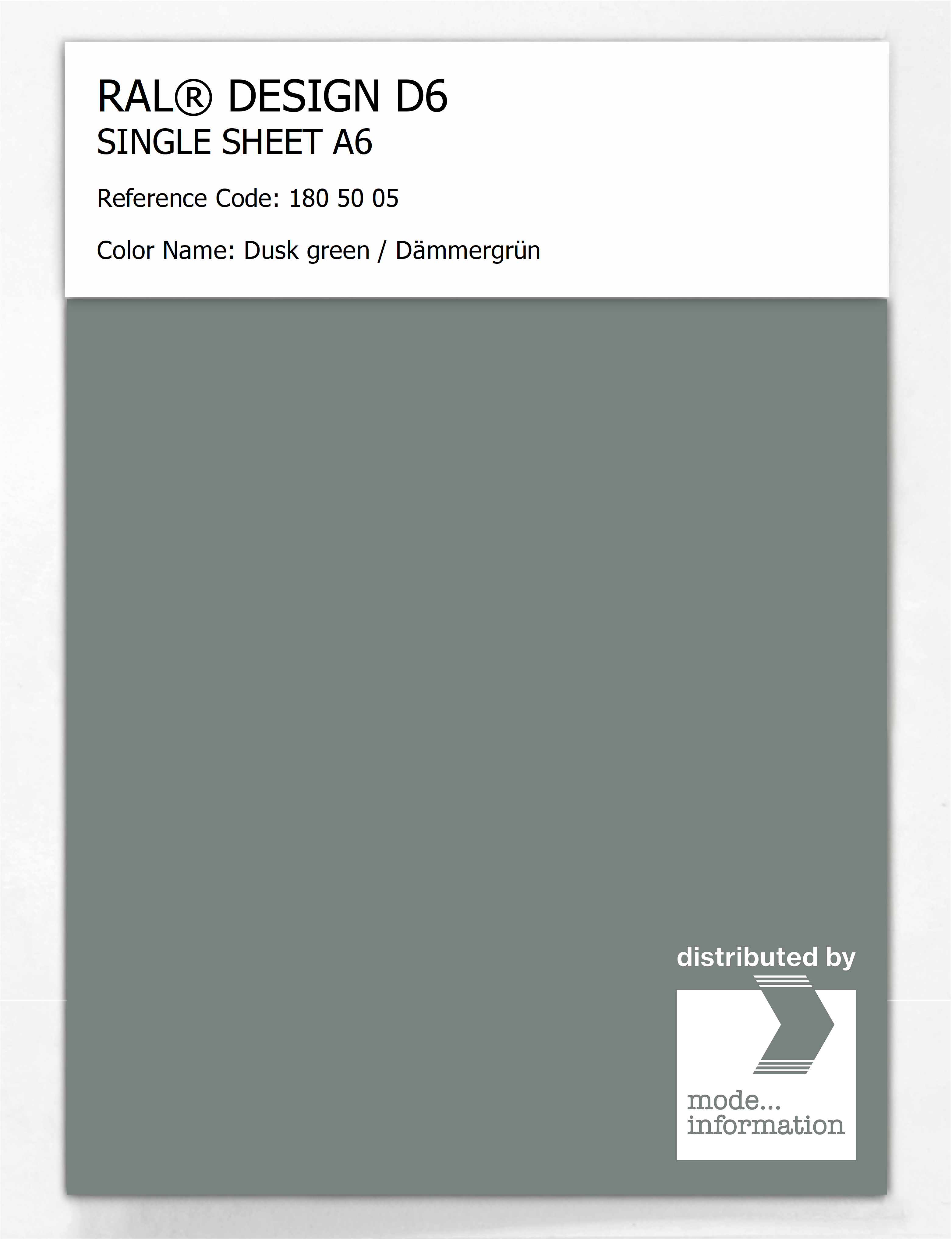 Artikelbild 1 des Artikels “RAL® DESIGN D6 SINGLE SHEET A6 180 50 05 Dusk green / Dämmergrün “