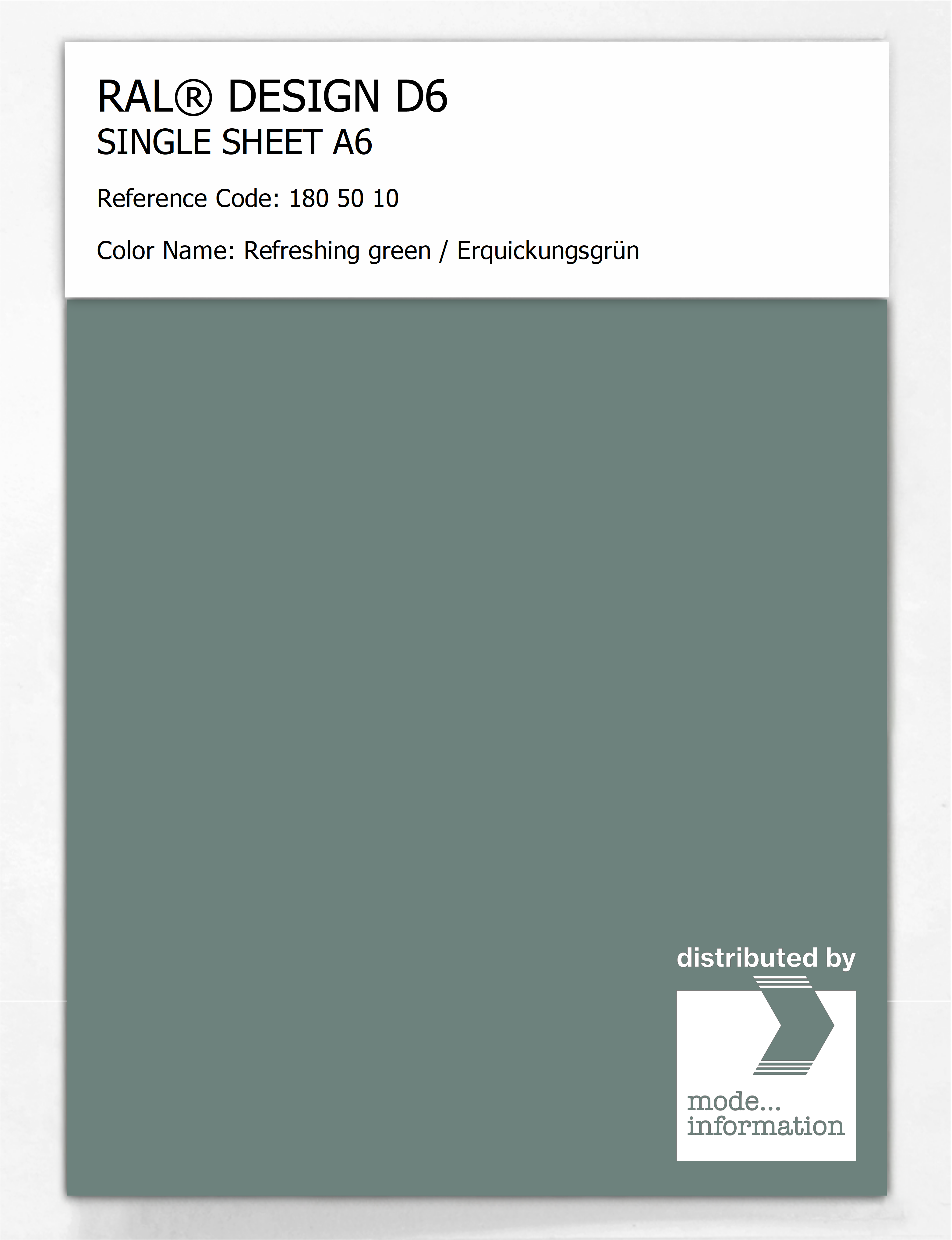 Artikelbild 1 des Artikels “RAL® DESIGN D6 SINGLE SHEET A6 180 50 10 Refreshing green / Erquickungsgrün “