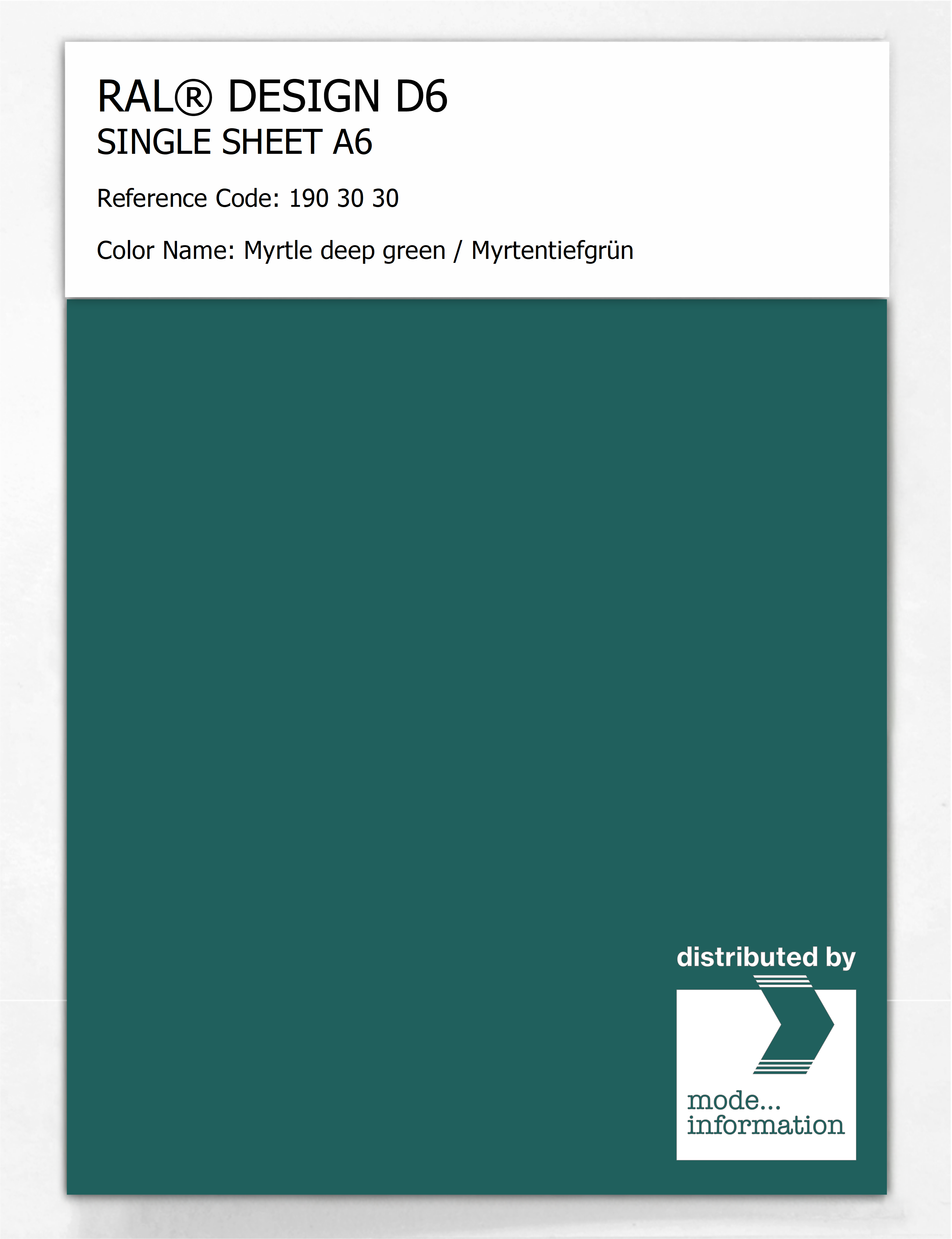 Artikelbild 1 des Artikels “RAL® DESIGN D6 SINGLE SHEET A6 190 30 30 Myrtle deep green / Myrtentiefgrün “