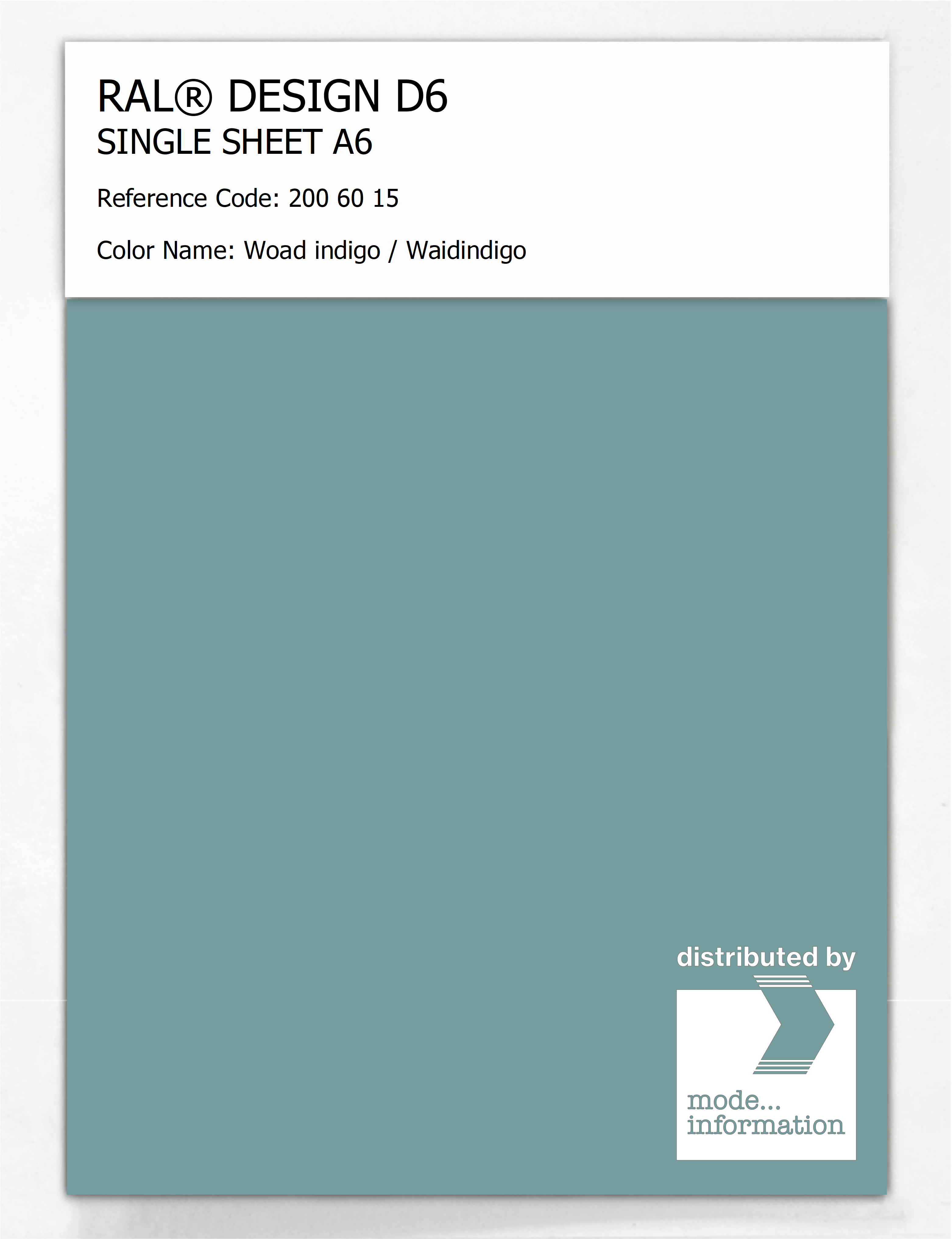 Artikelbild 1 des Artikels “RAL® DESIGN D6 SINGLE SHEET A6 200 60 15 Woad indigo / Waidindigo “