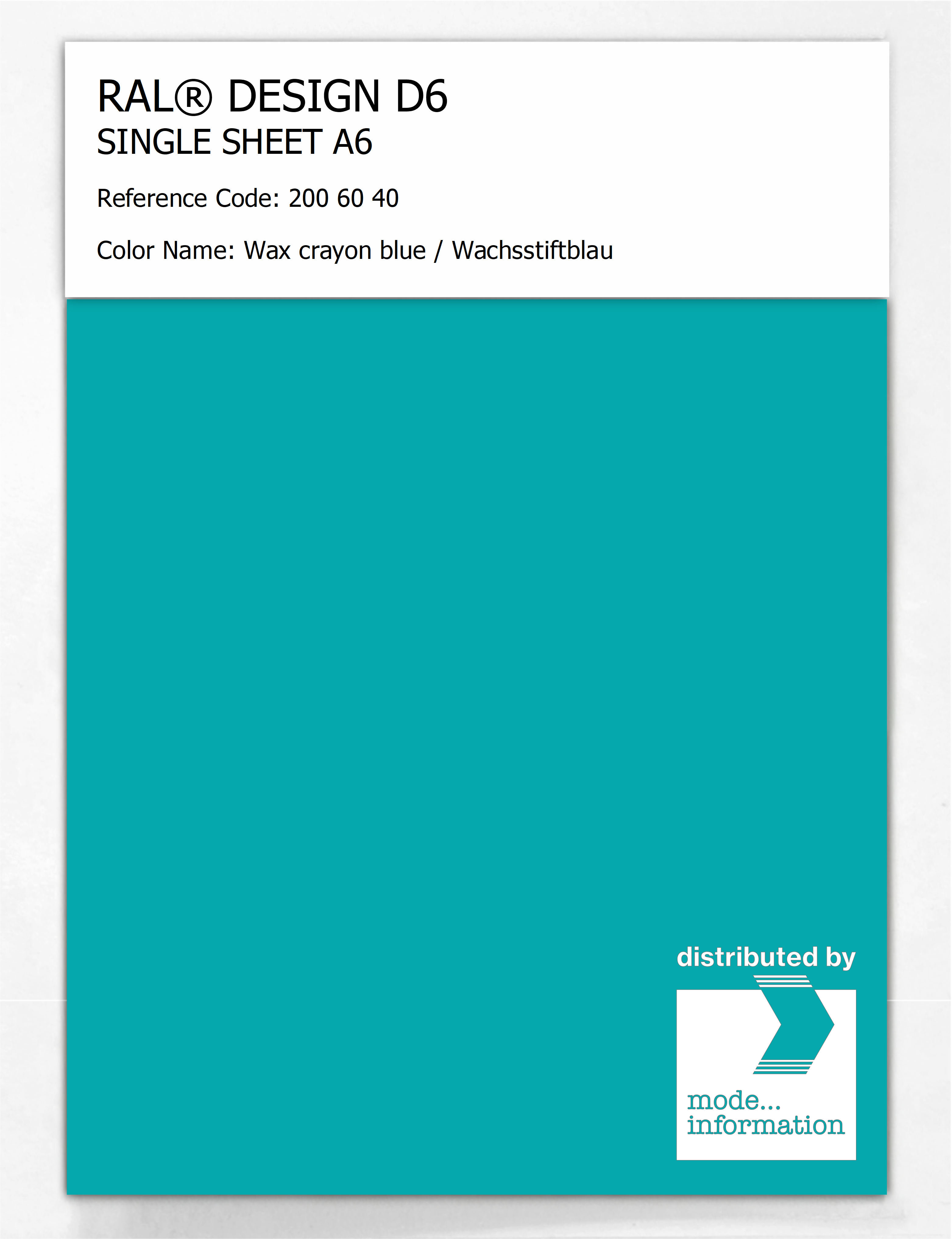 Artikelbild 1 des Artikels “RAL® DESIGN D6 SINGLE SHEET A6 200 60 40 Wax crayon blue / Wachsstiftblau “