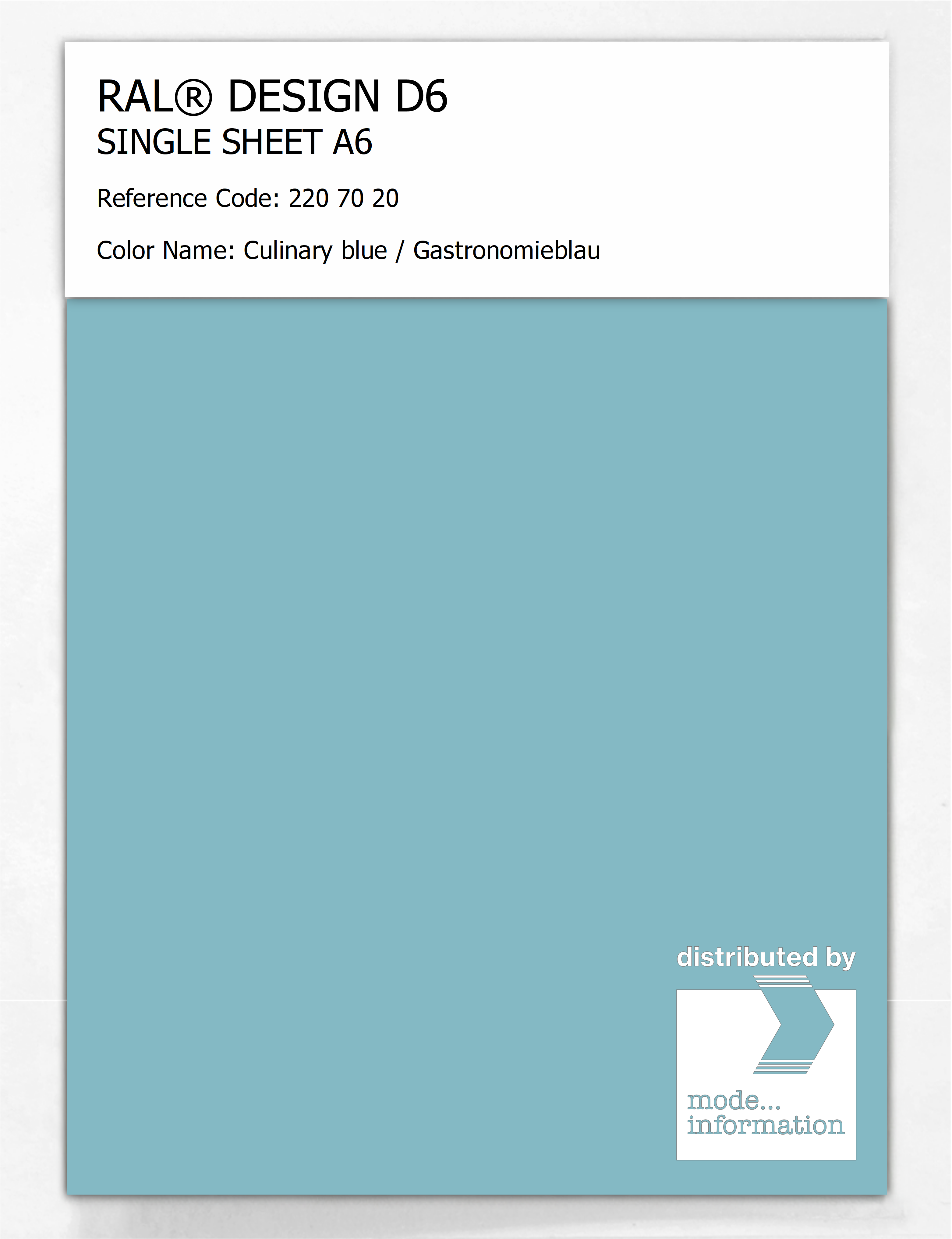 Artikelbild 1 des Artikels “RAL® DESIGN D6 SINGLE SHEET A6 220 70 20 Culinary blue / Gastronomieblau “